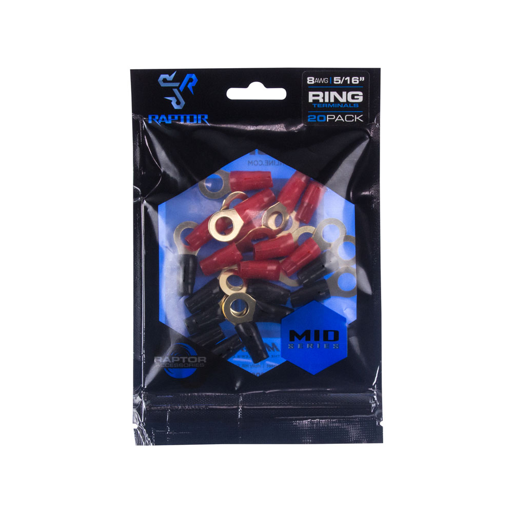 8 AWG 5/16in GOLD RING TERMINALS - MID SERIES - 20PK