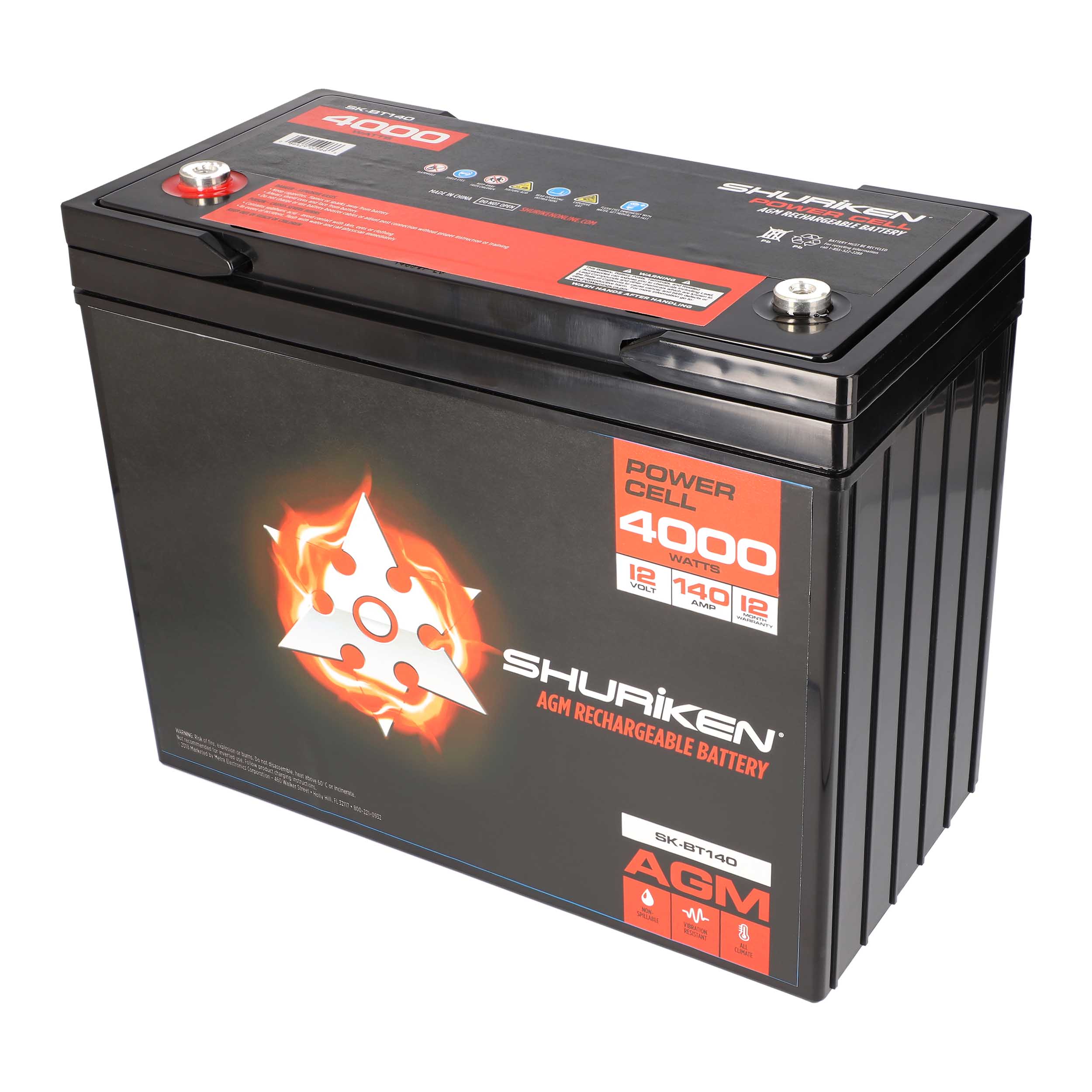 4000W 140AMP Hours Large Size AGM 12V Battery