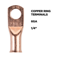 Copper Uninsulated Ring Terminal 6 Gauge 1/4 inch