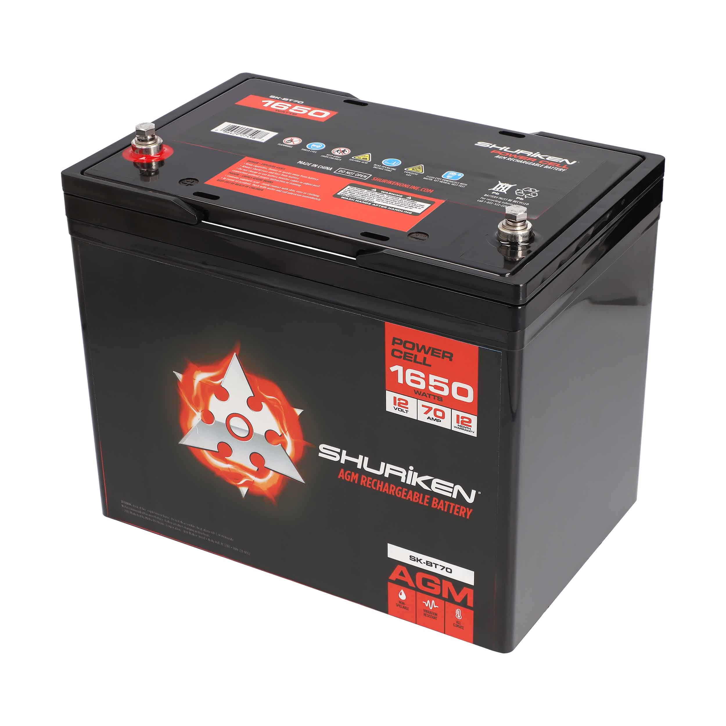 1650W 70AMP Hours Full Size AGM 12V Battery