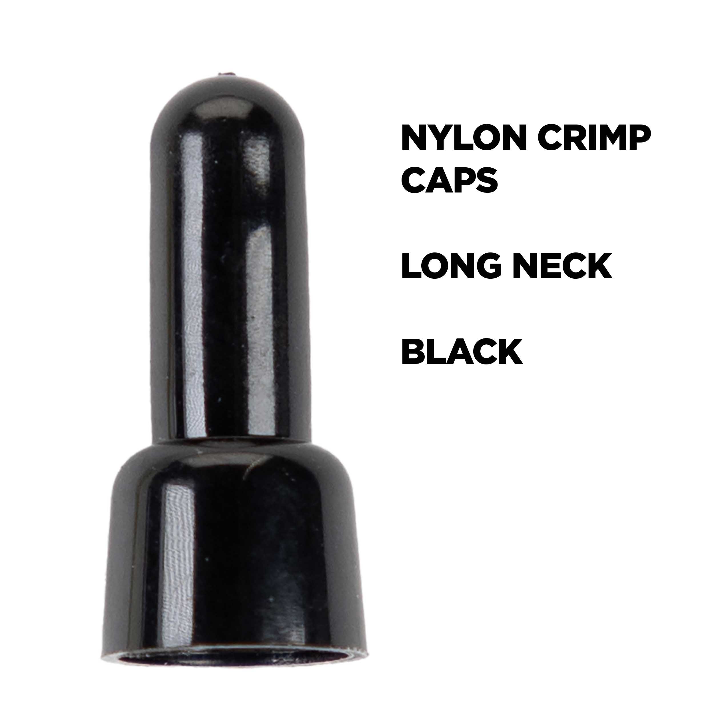 Crimp Cap Long Neck Black Nylon 16-14 Gauge - Package of 100