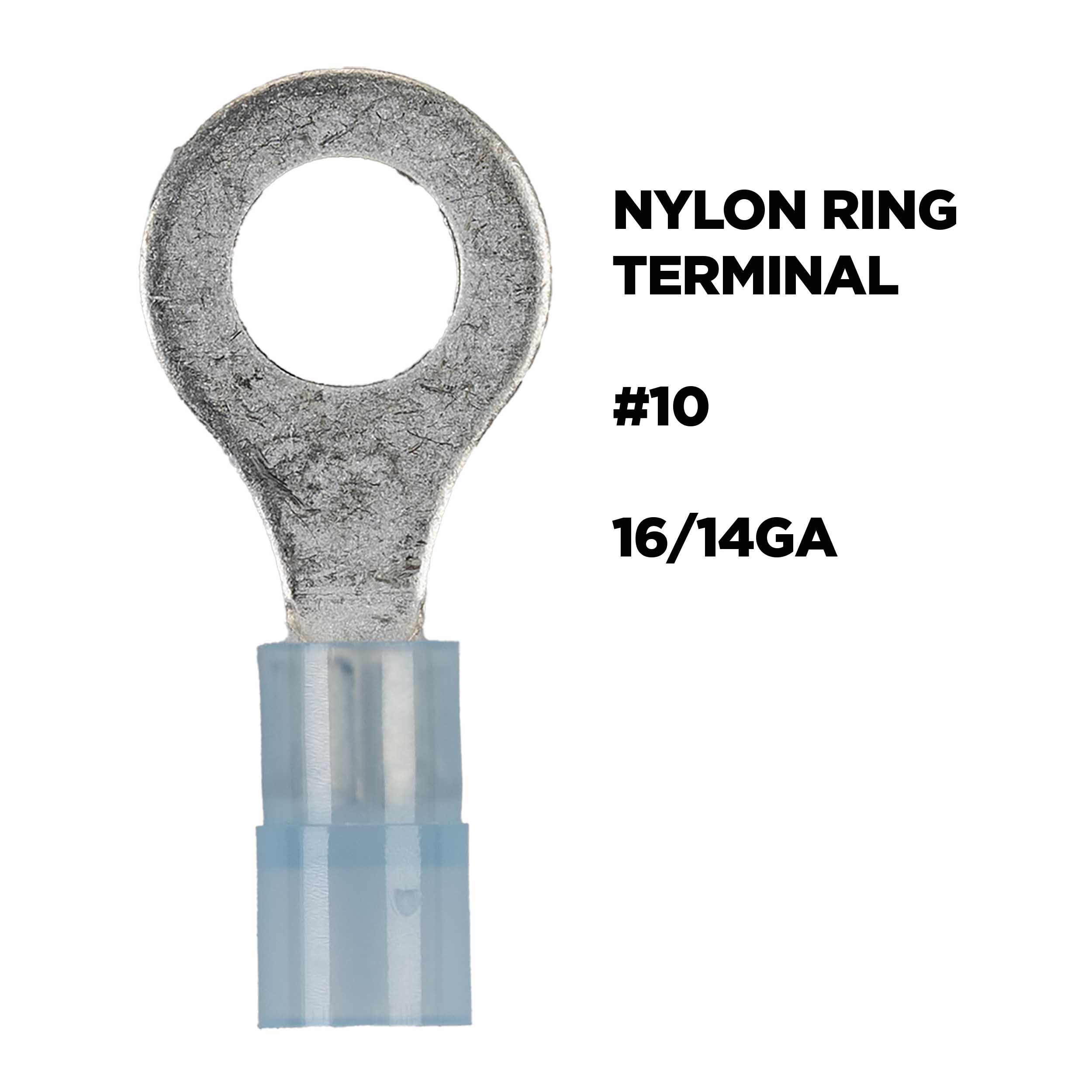 Blue Nylon Ring Terminals 16-14 GA 1/4 inch - Package of 100