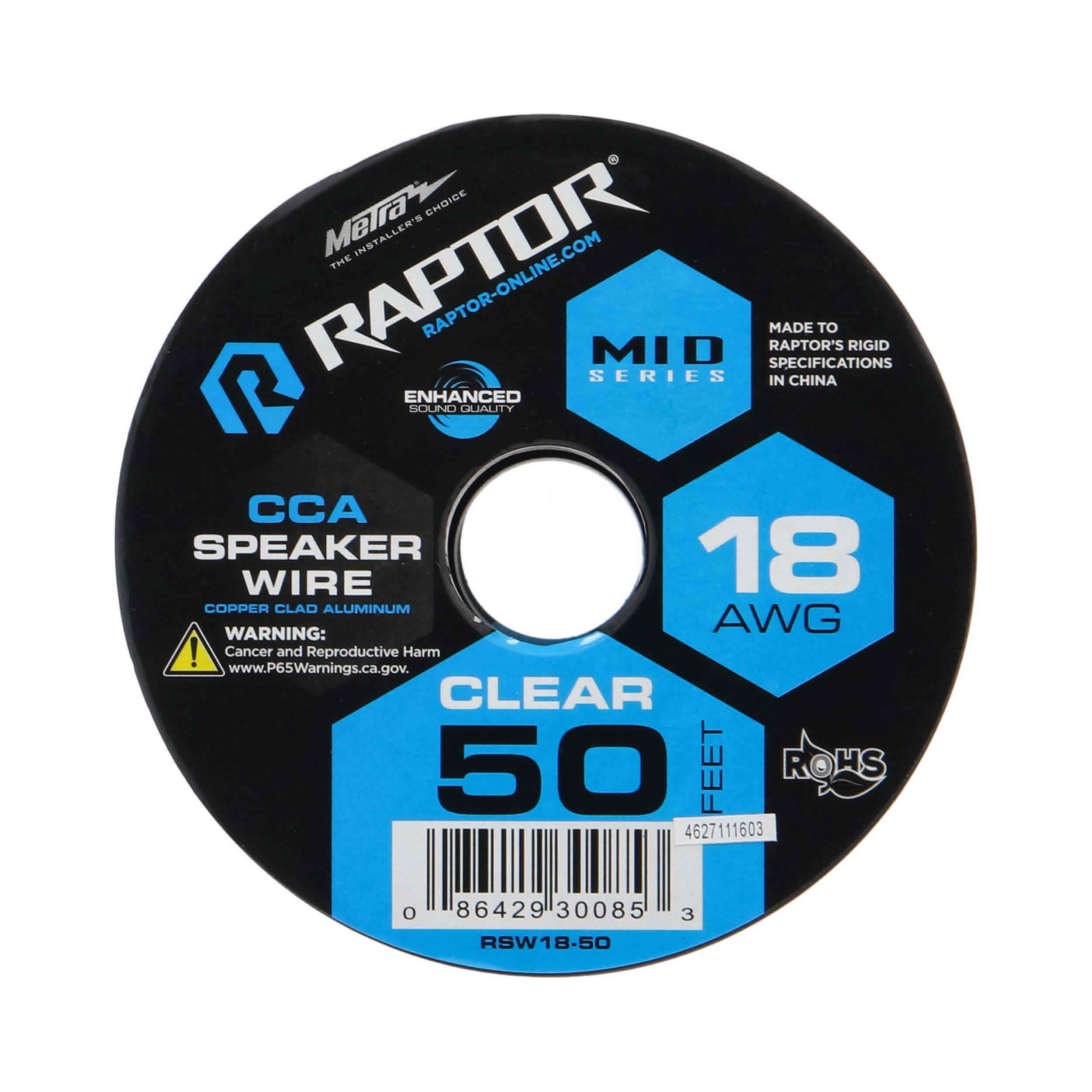 Speaker Wire 18GA CLEAR CCA 50FT - Vice Series