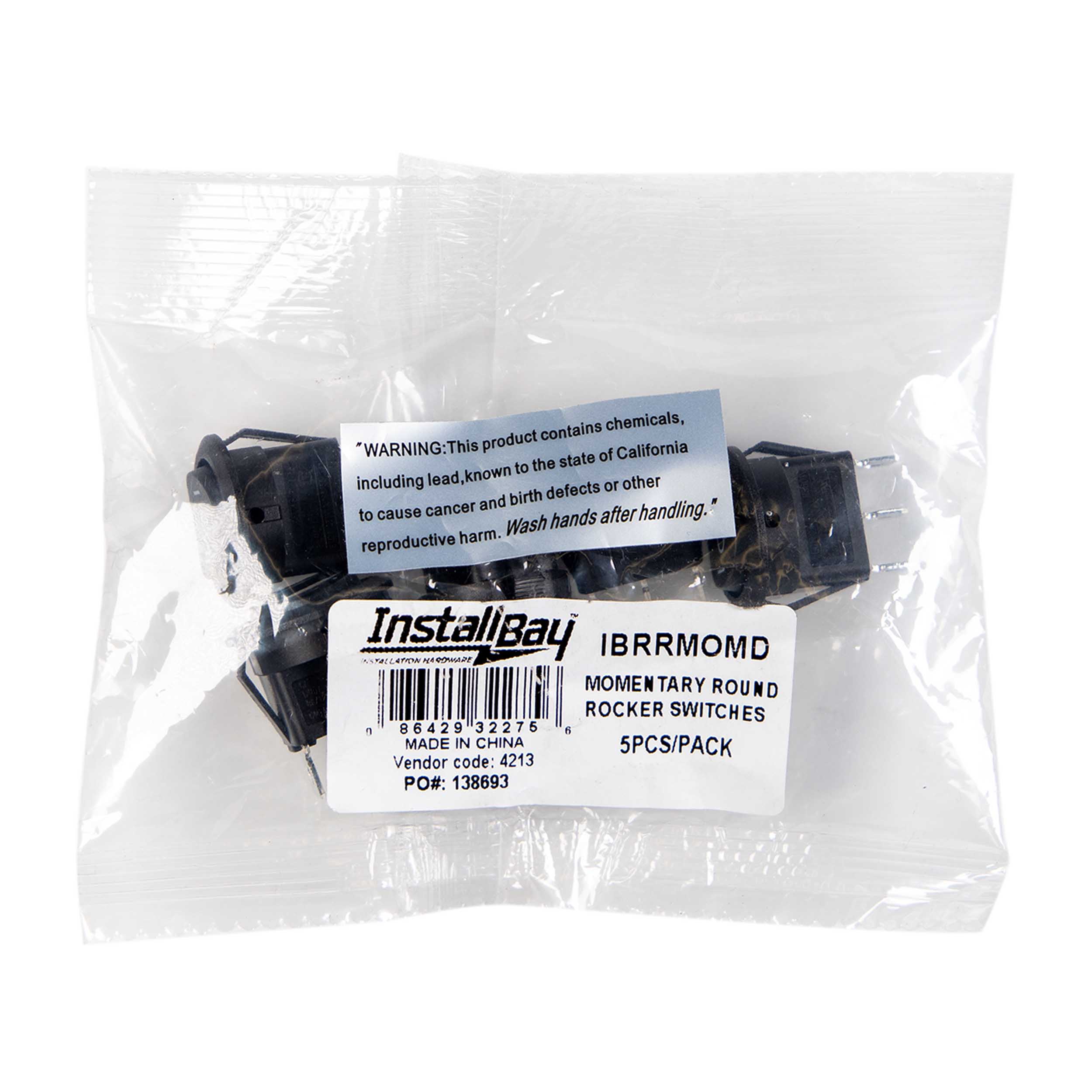 Momentary Off Momentary Switch Round - 5 PK