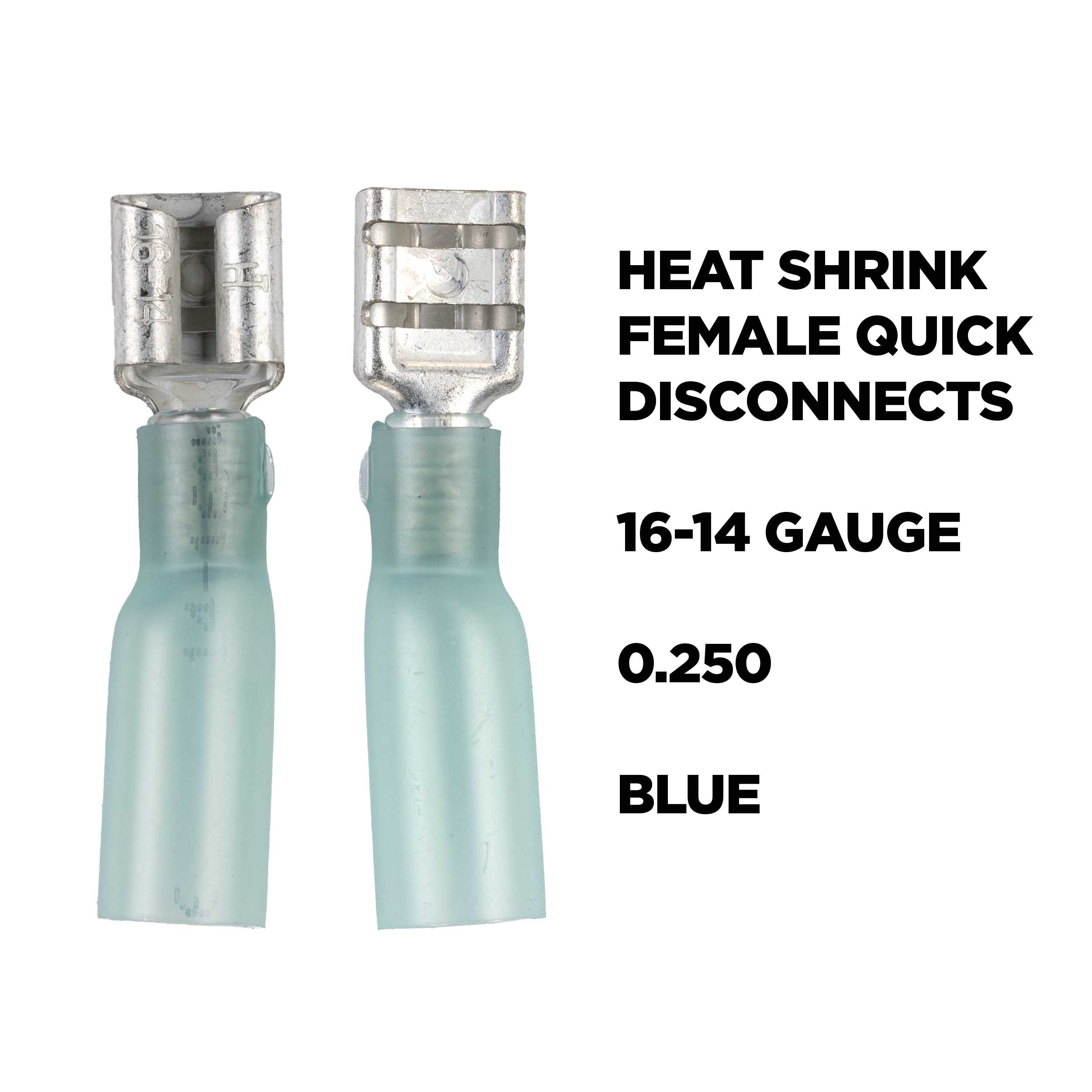 Heat Shrink Female Blue Quick Disconnects 16-14 Gauge .250