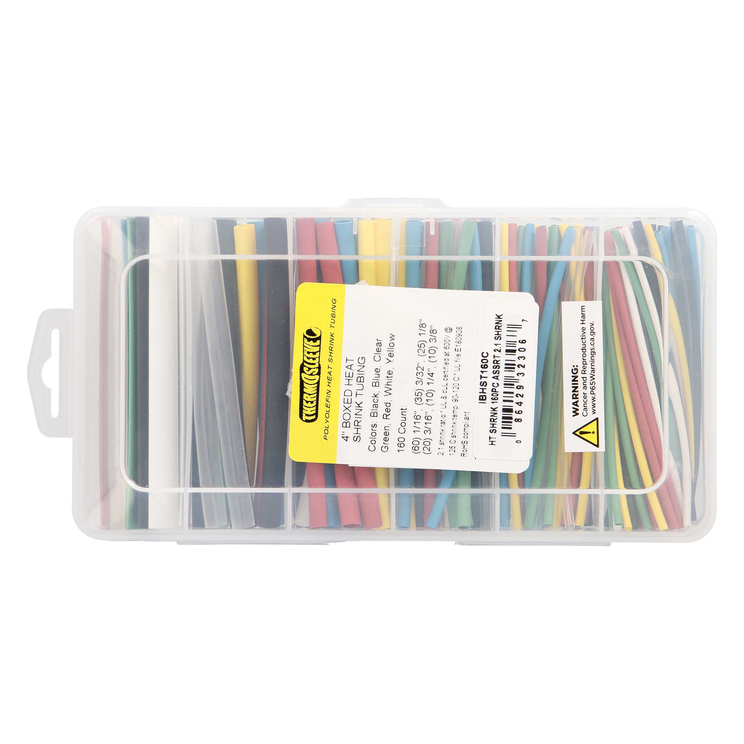 Heat Shrink Tubing Kit - 160 Pc 4 in 2:1 - Assorted Colors
