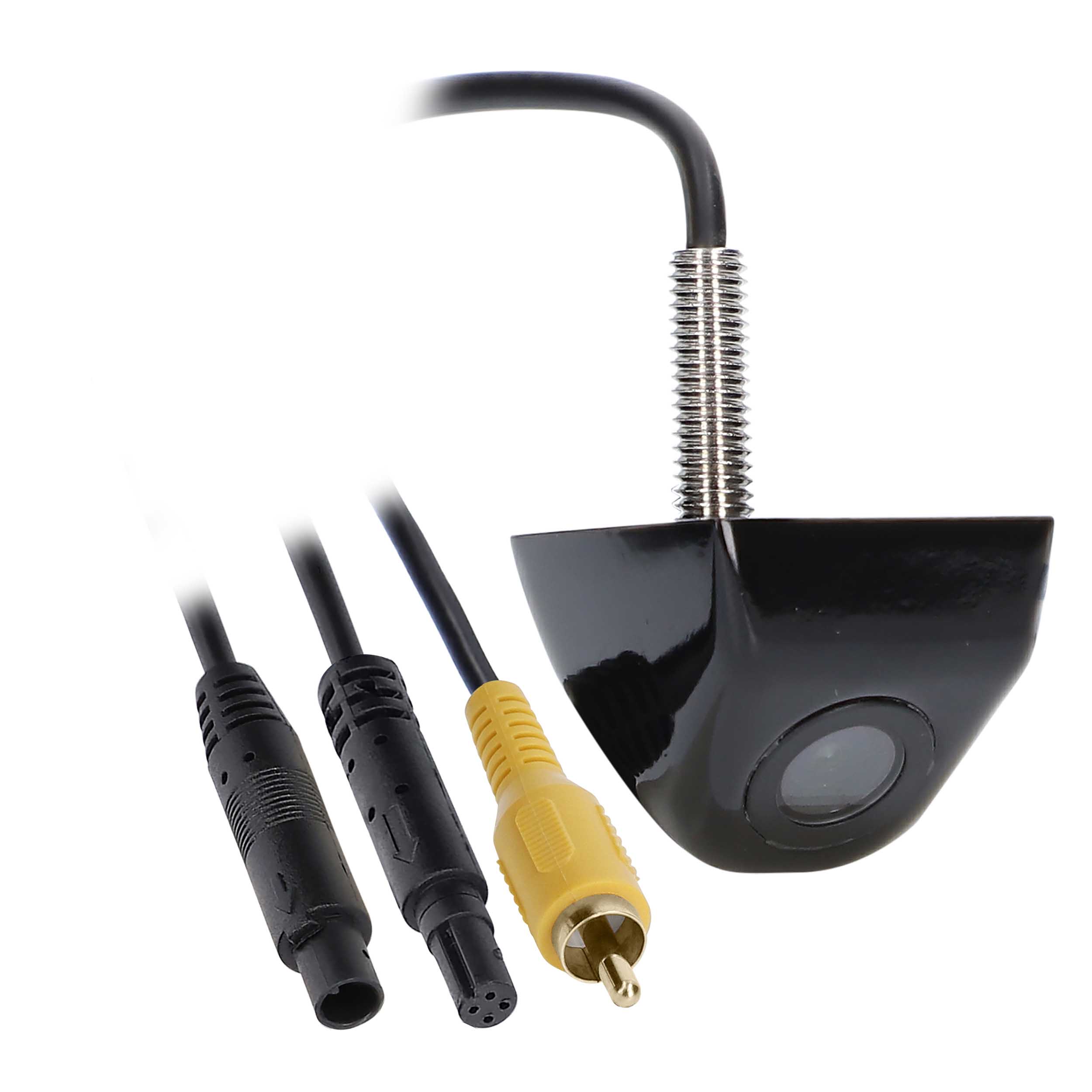 Above License Plate Backup Camera with Black Gloss Metal Hou