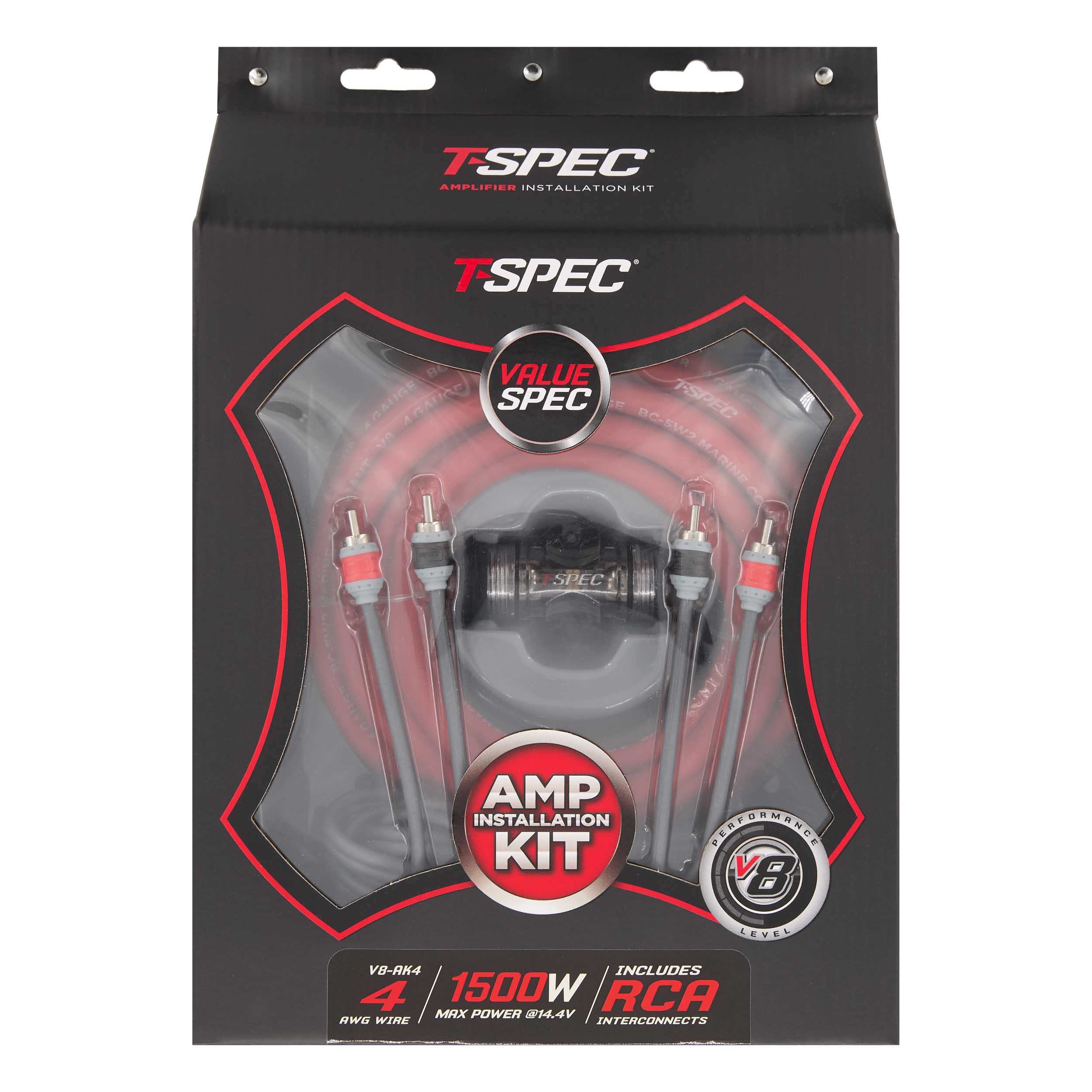 V8 Series 4 AWG 1500 Watt OFC Amp Installation Kit with RCA