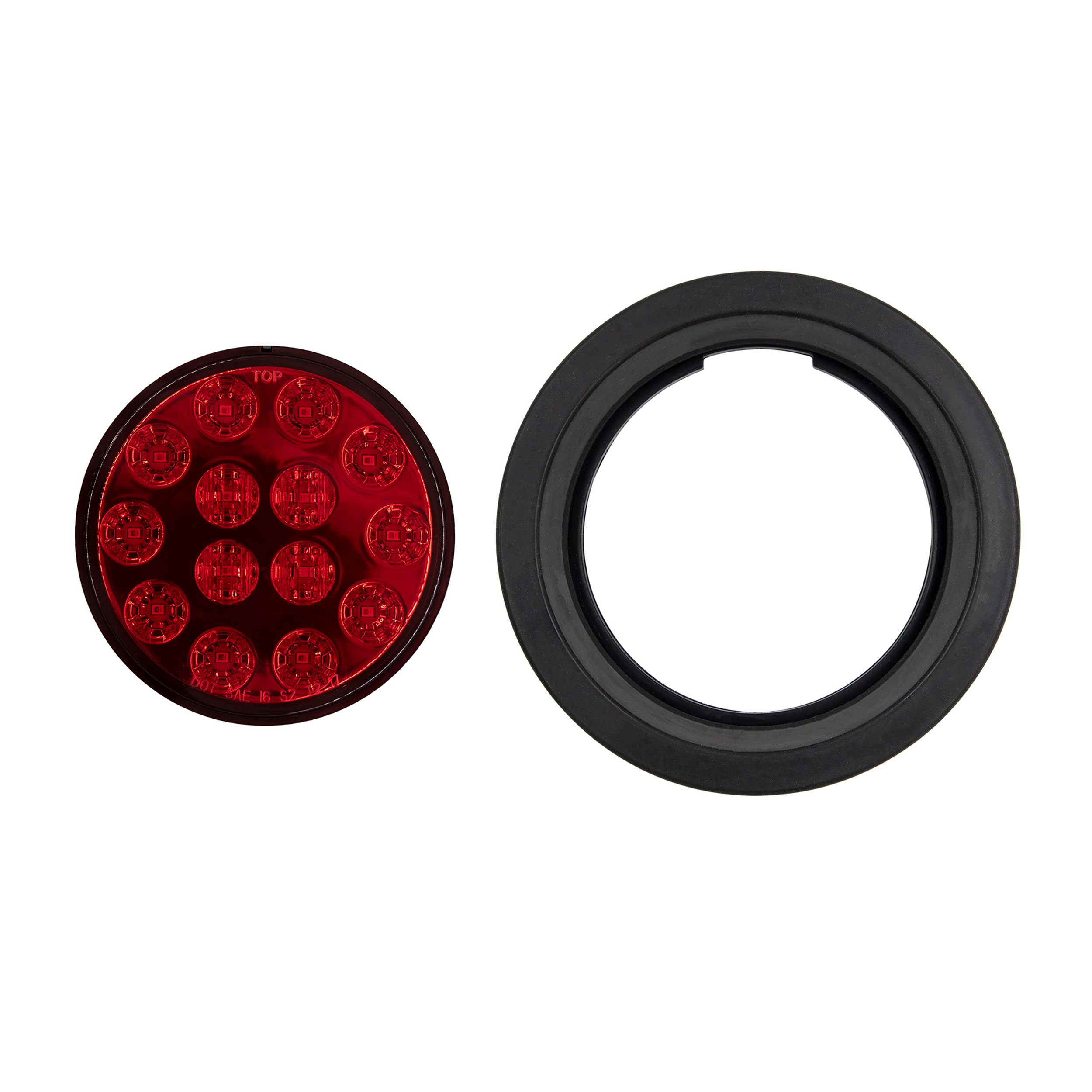 Round Red Lights with Grommet - 4 Inch, 14 LED