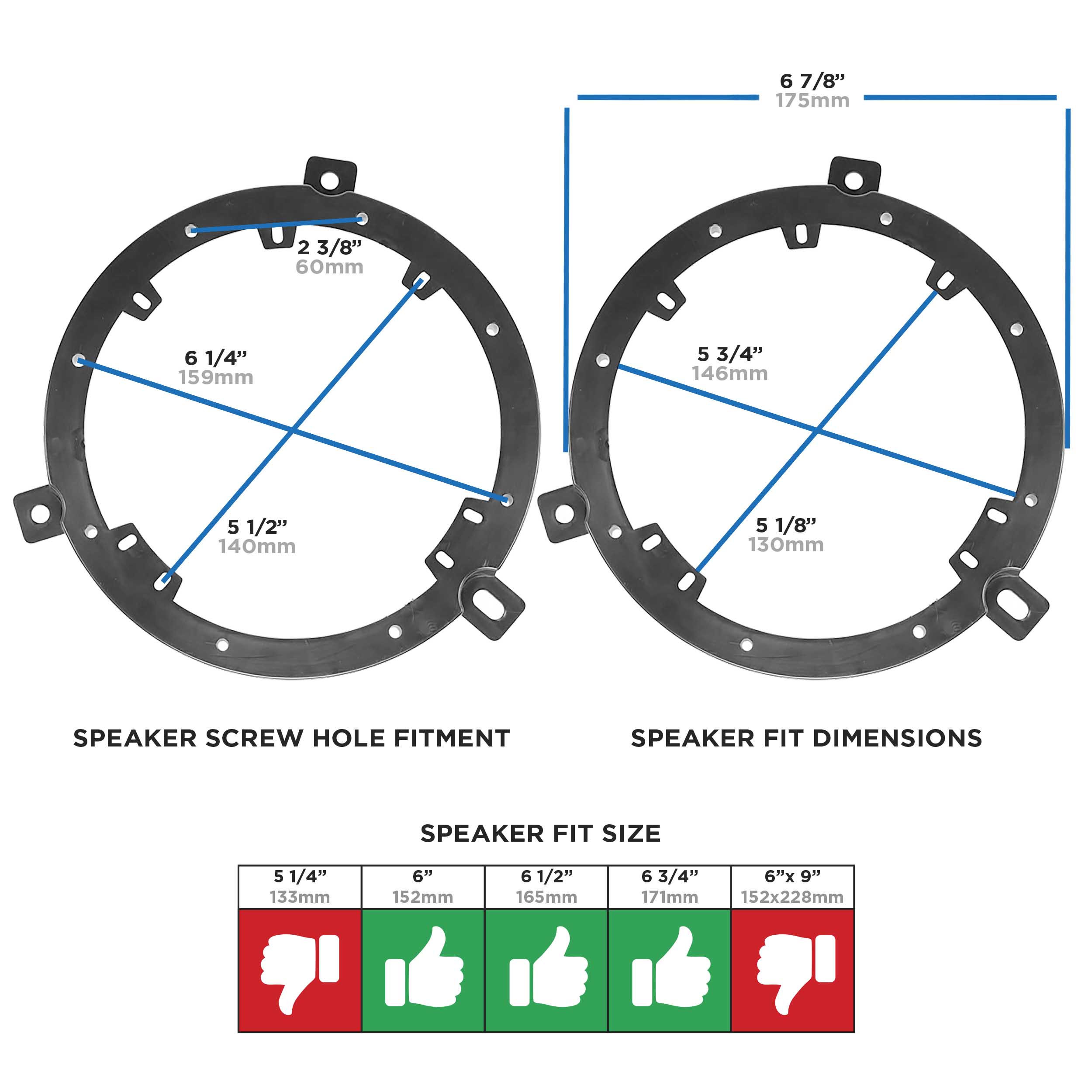 Chyrsler 95-Up Speaker Adapt - 1in Thick  6-6.75 inch - Pair