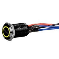 Black 12MM Round Illuminated Latching Switch Yellow Qty 2