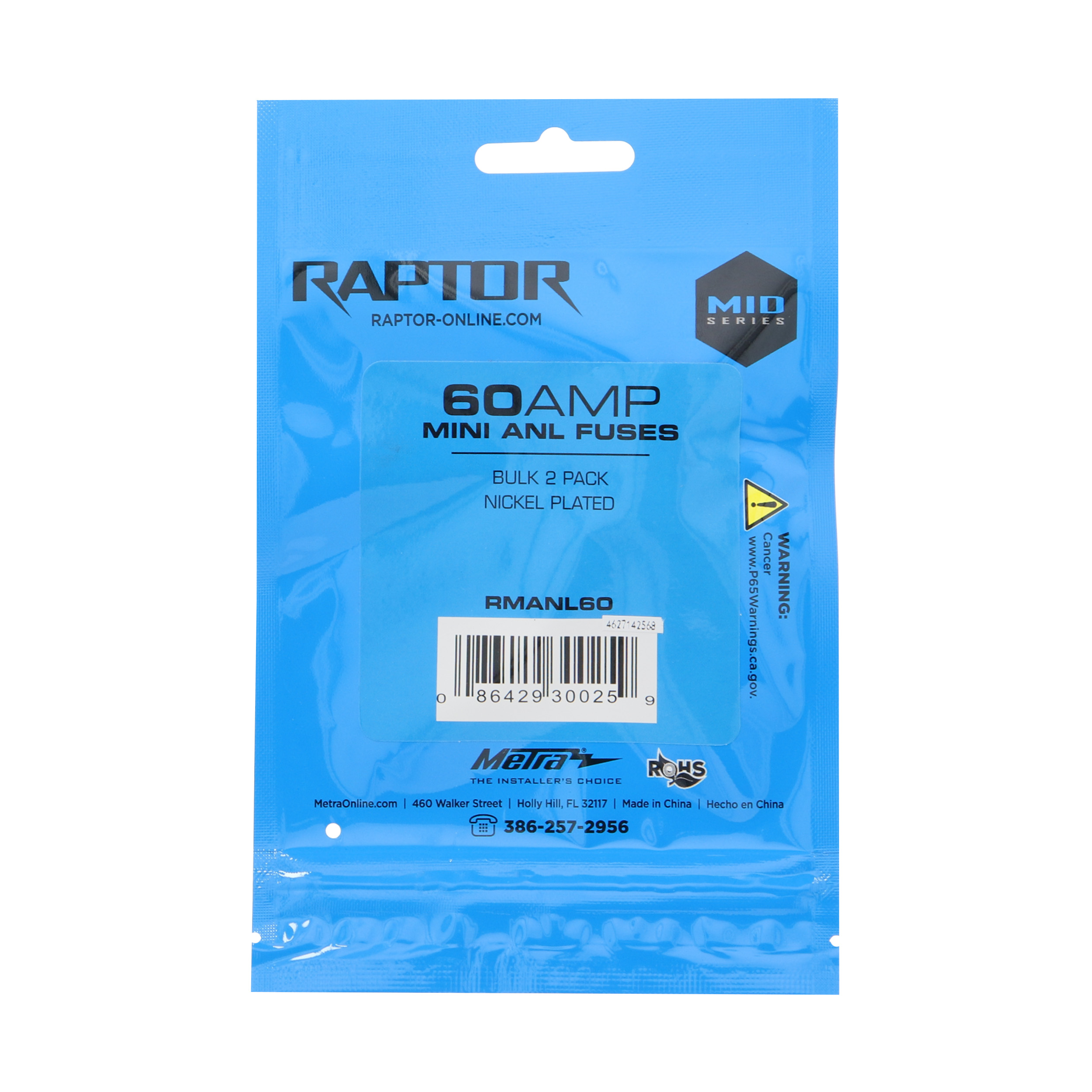 60 AMP Mini ANL Fuses Nickel Plated - MID SERIES - 2 PK