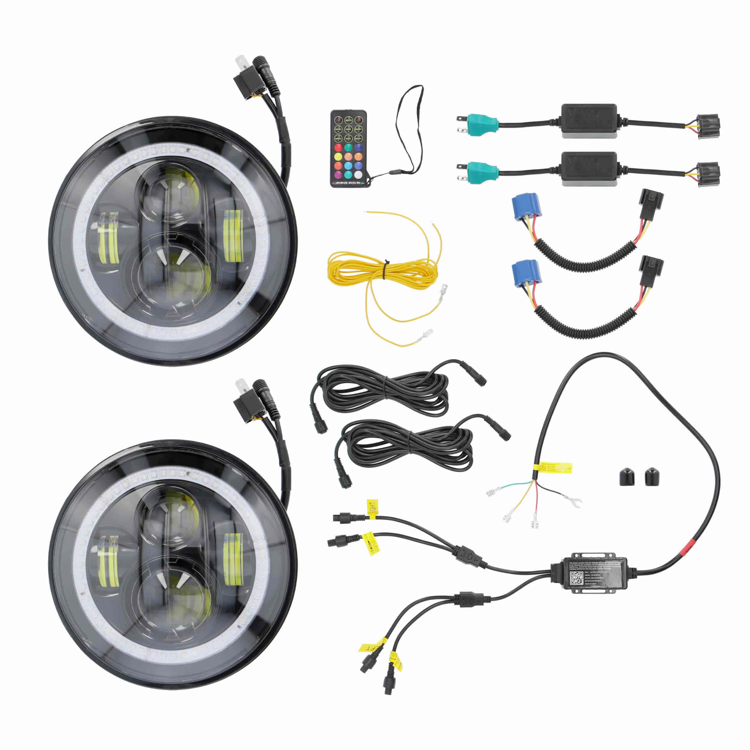 7” LED Headlights with RGB Halo - Fits Select Jeep Wrangler