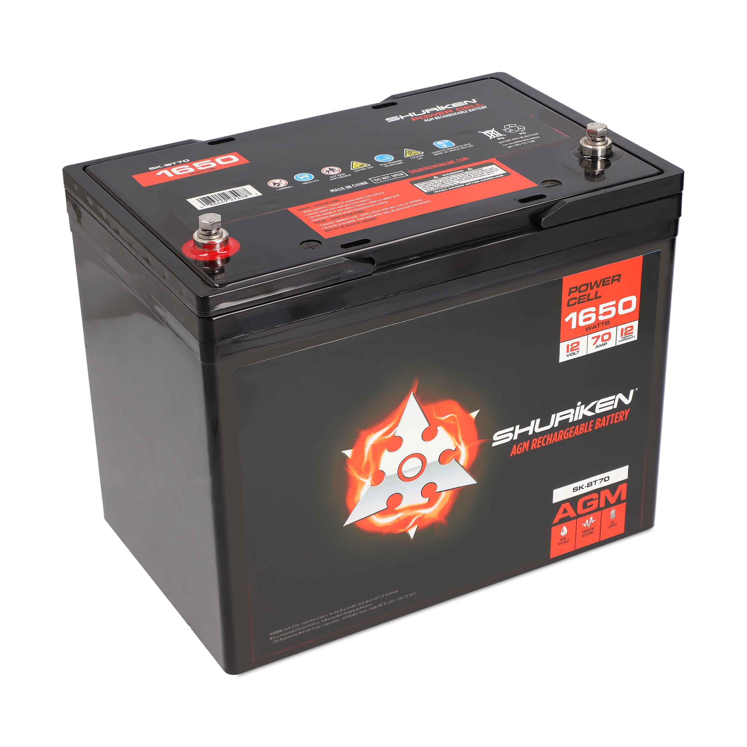 1650W 70AMP Hours Full Size AGM 12V Battery