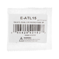 15 AMP ATL DUAL CIRCUIT MICRO FUSES - 5 PACK