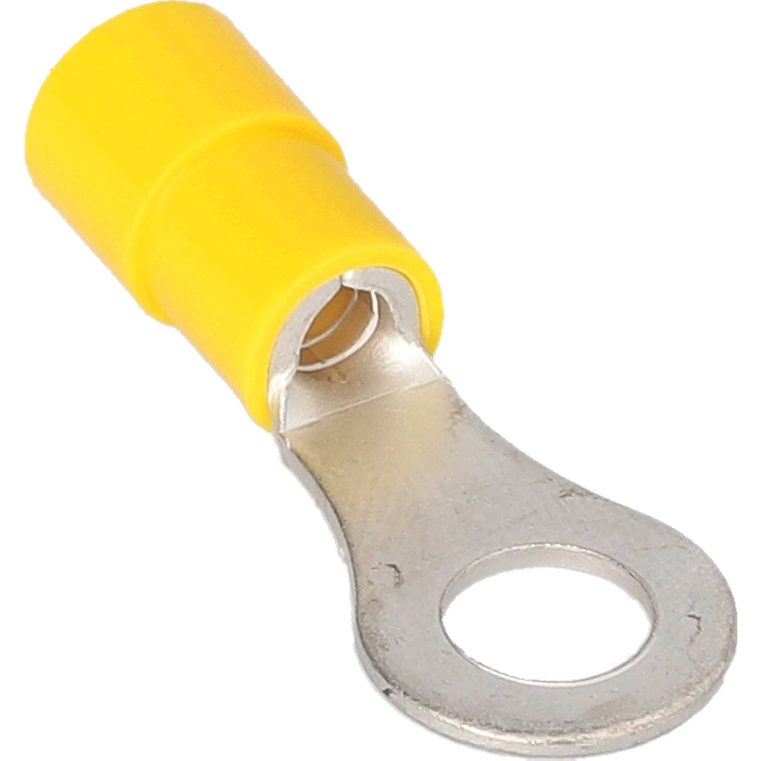 Yellow Vinyl Ring Terminal 12-10 Gauge 1/4 in Package of 100