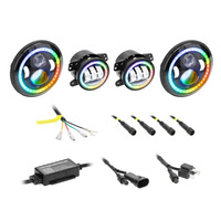 7" Chasing Halo LED Headlight & 4" Fog Light Kit with Controller