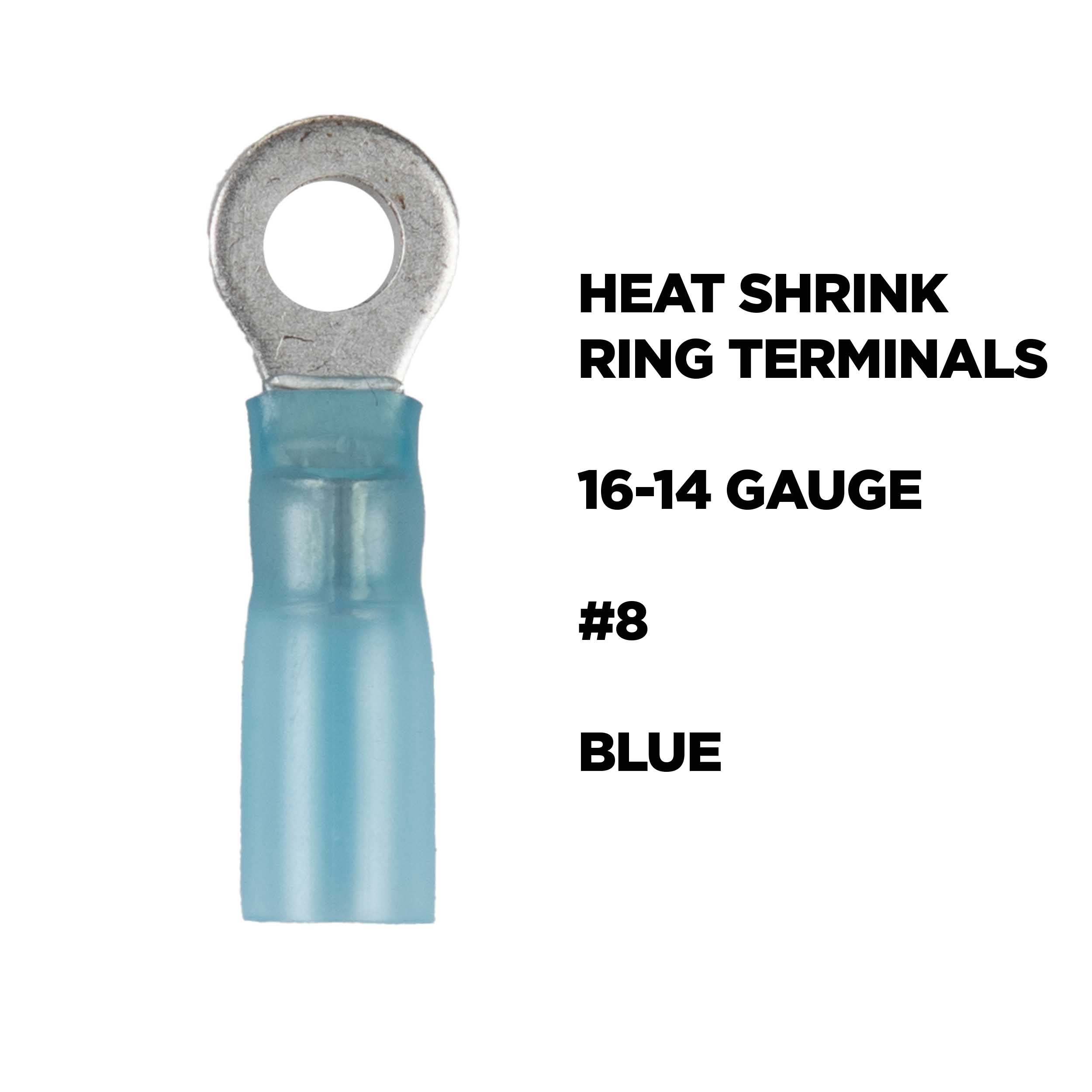 Heat Shrink Blue Ring Terminal 16-14 Gauge #8