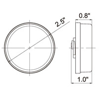 Round Red Marker/Clearance Light with Grommet - 2.5 Inch, 9
