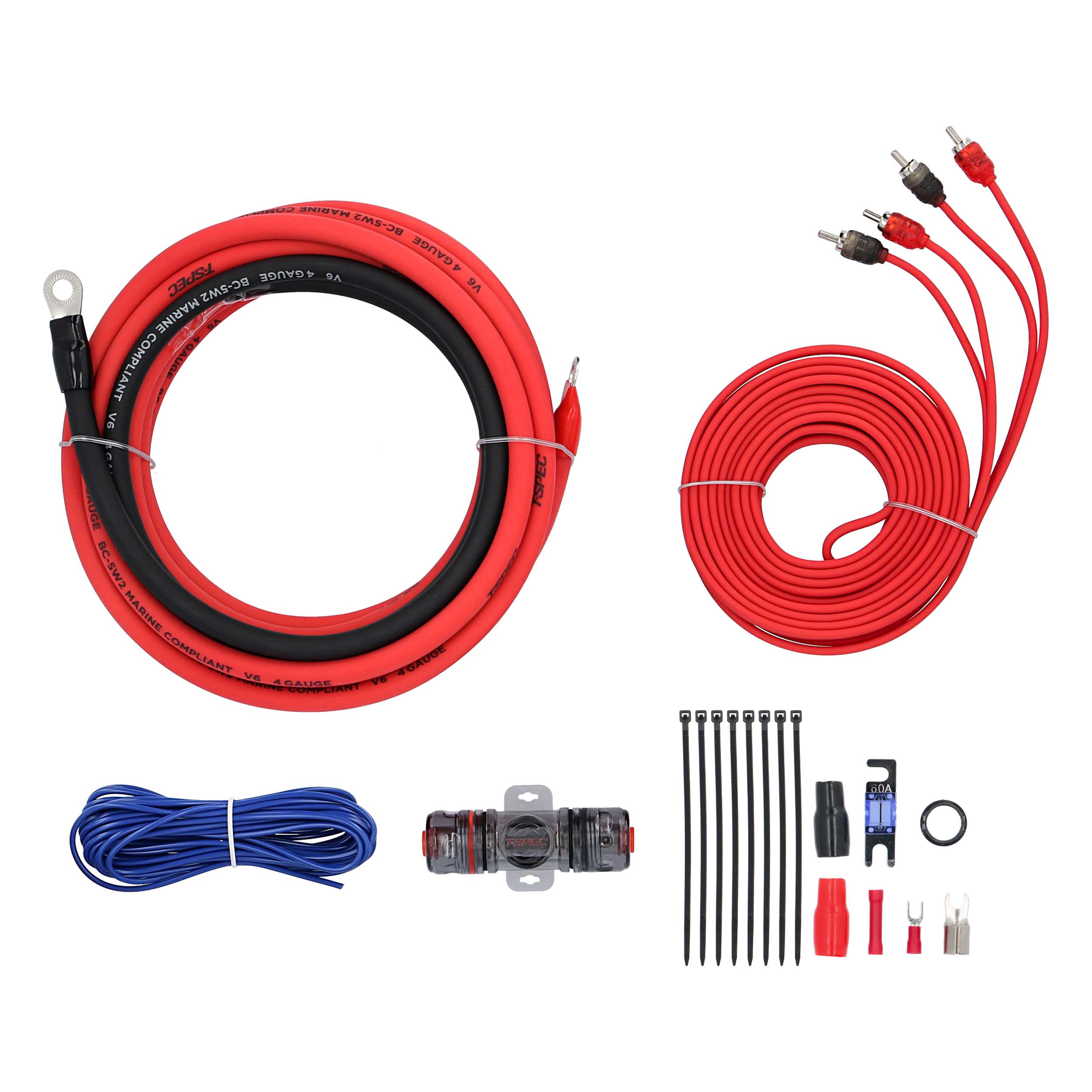T-SPEC CCA 4 AWG 1000W AMP KIT WITH RCA - V6 SERIES