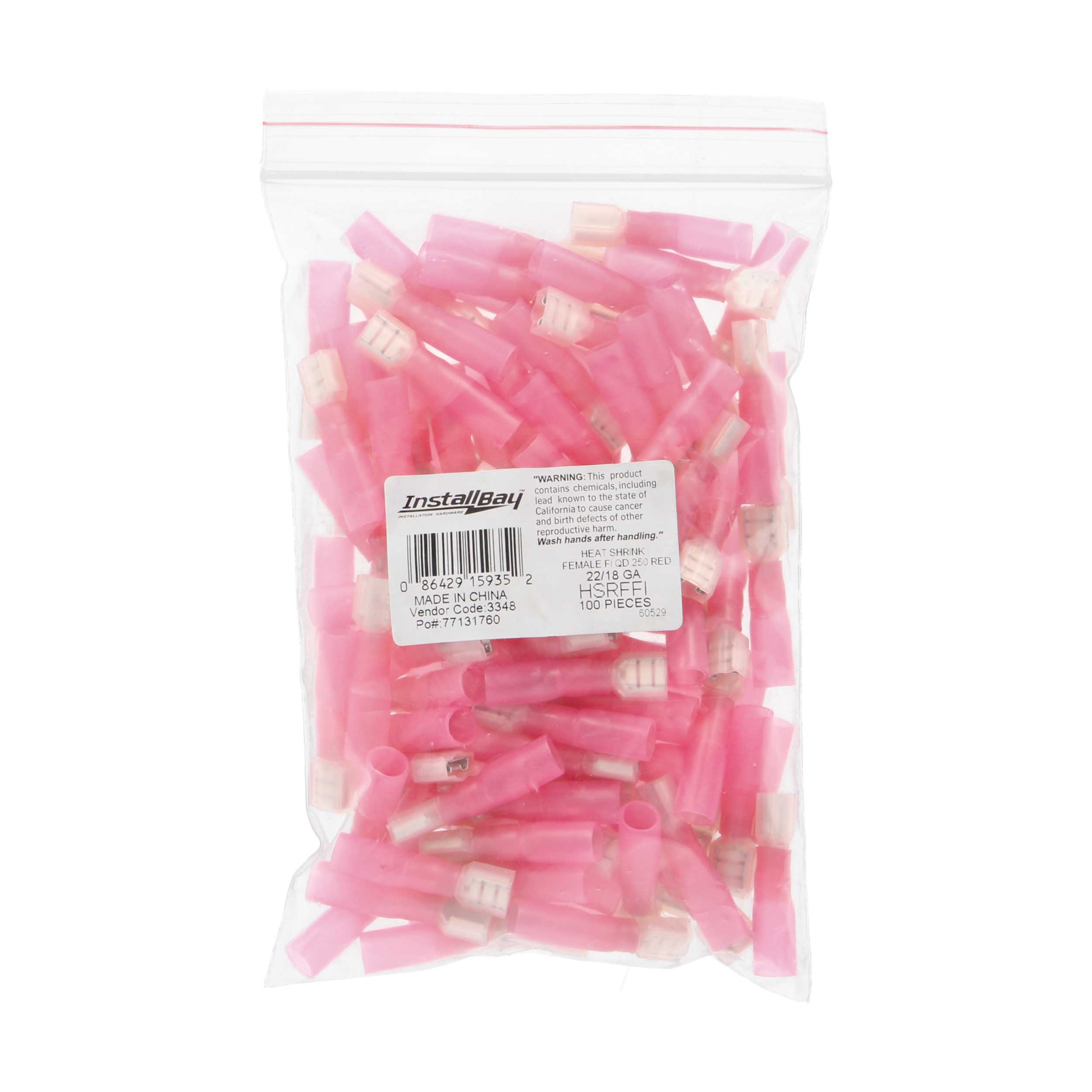 Heat Shrink Red Fem Insul Quick Disconnects 22-18 Ga .250