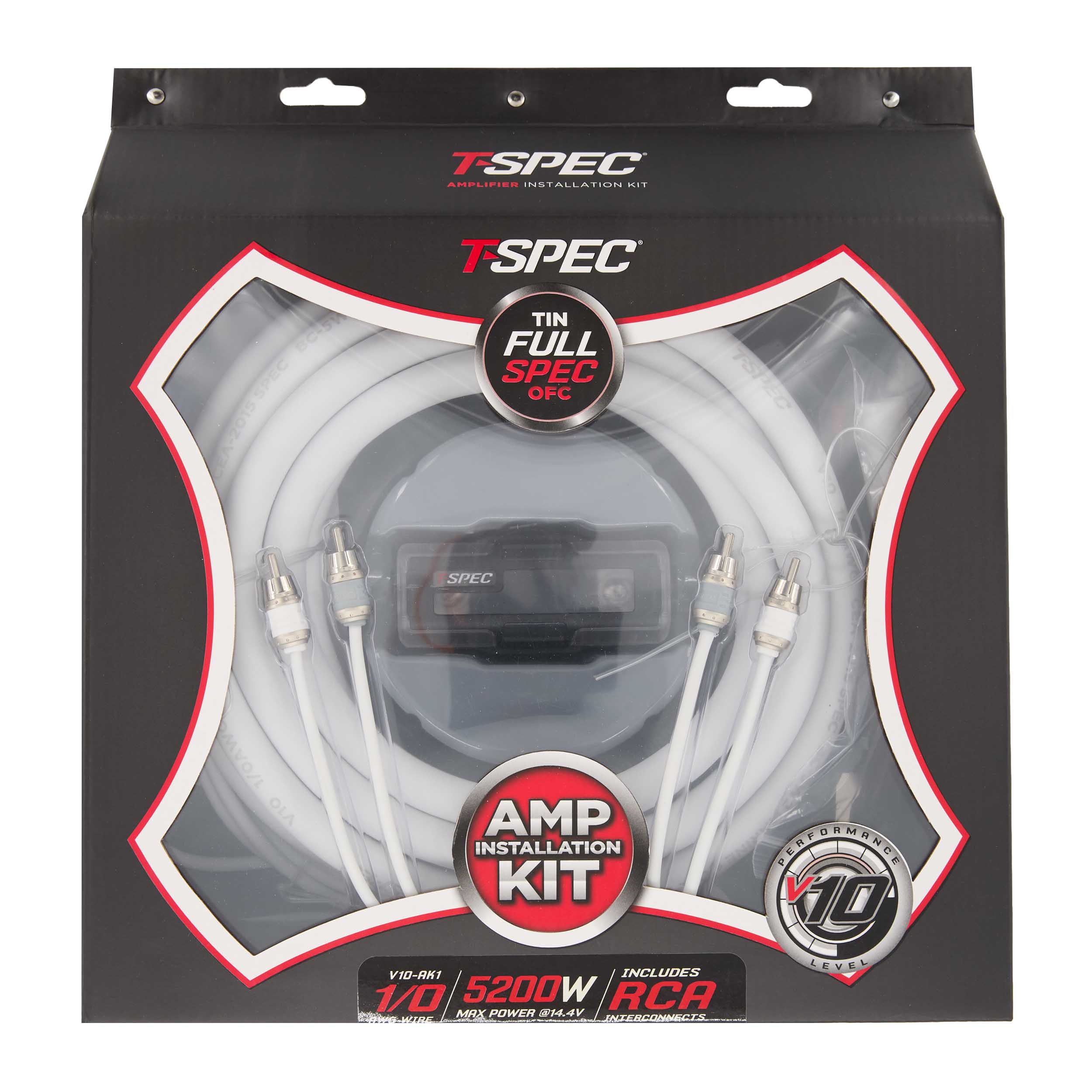 v10 1/0 AWG Amp Kit - 5200 W with RCA Cable