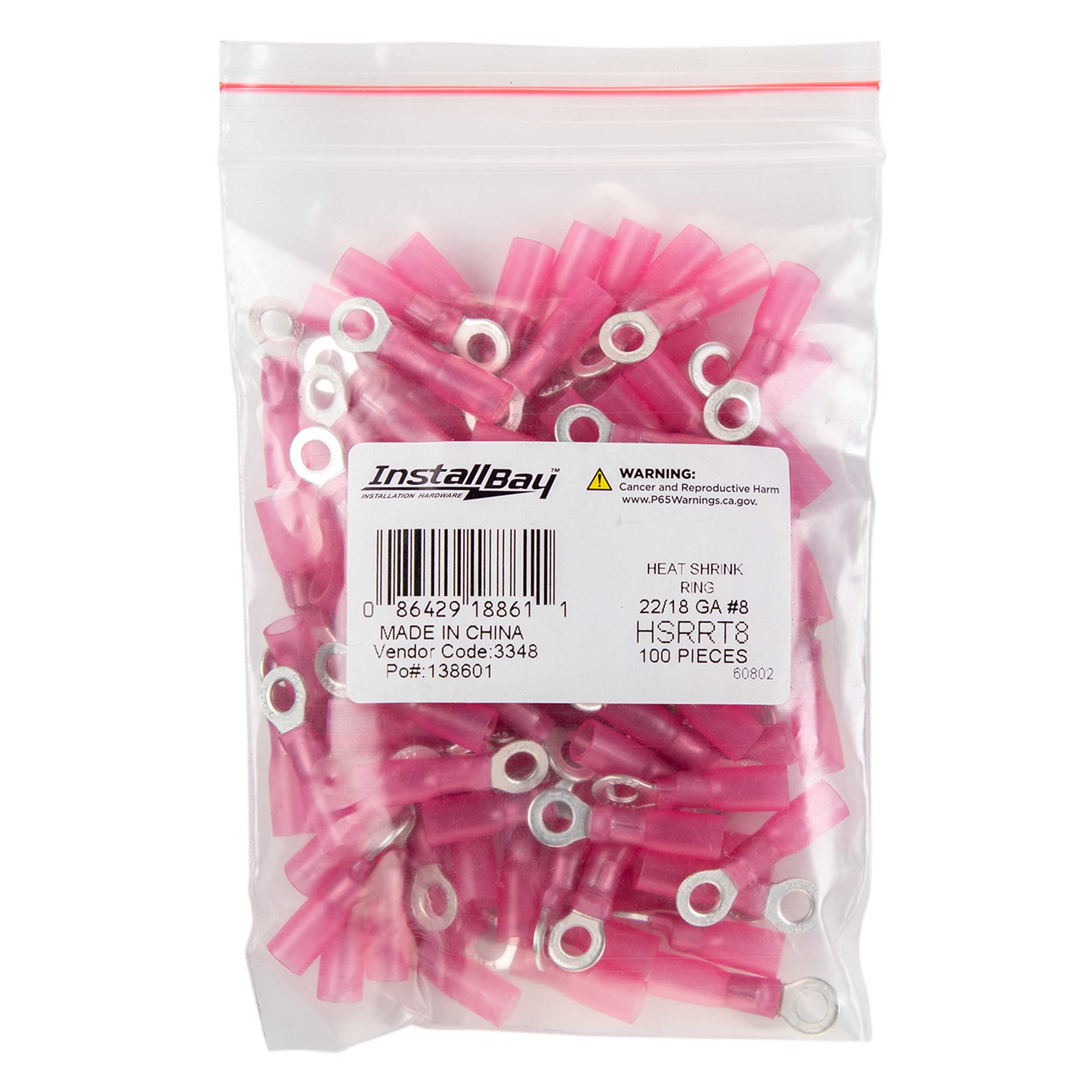 Heat Shrink Red Ring Terminal 22-18 Gauge #8