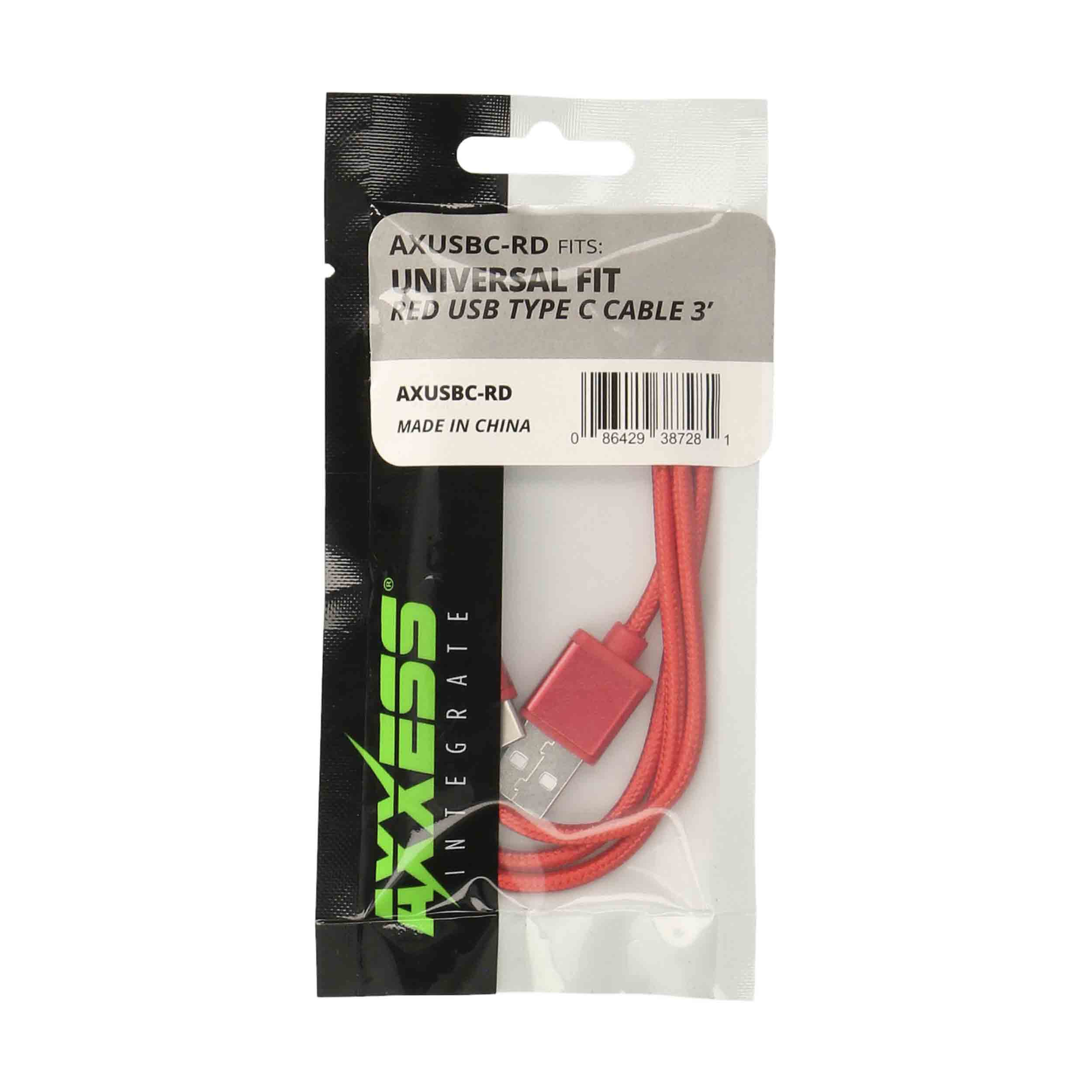 USB-C Replacement Cable - 3 Ft, Red