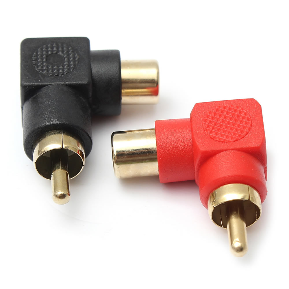 RCA Barrel Connector Mini Right Angle Gold - Each