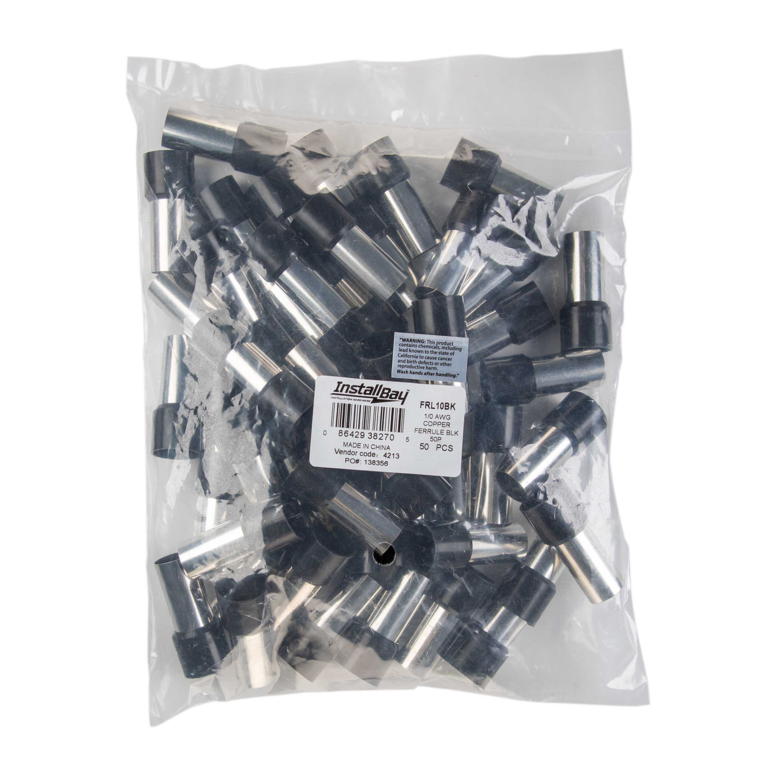 Ferrules - Black 1/0GA - 50 per Bag