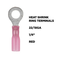 Heat Shrink Red Ring Terminal 22-18 Gauge 1/4 inch