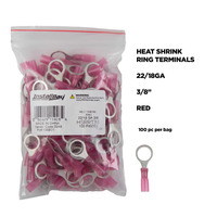 Heat Shrink Red Ring Terminal 22-18 Gauge 3/8 inch