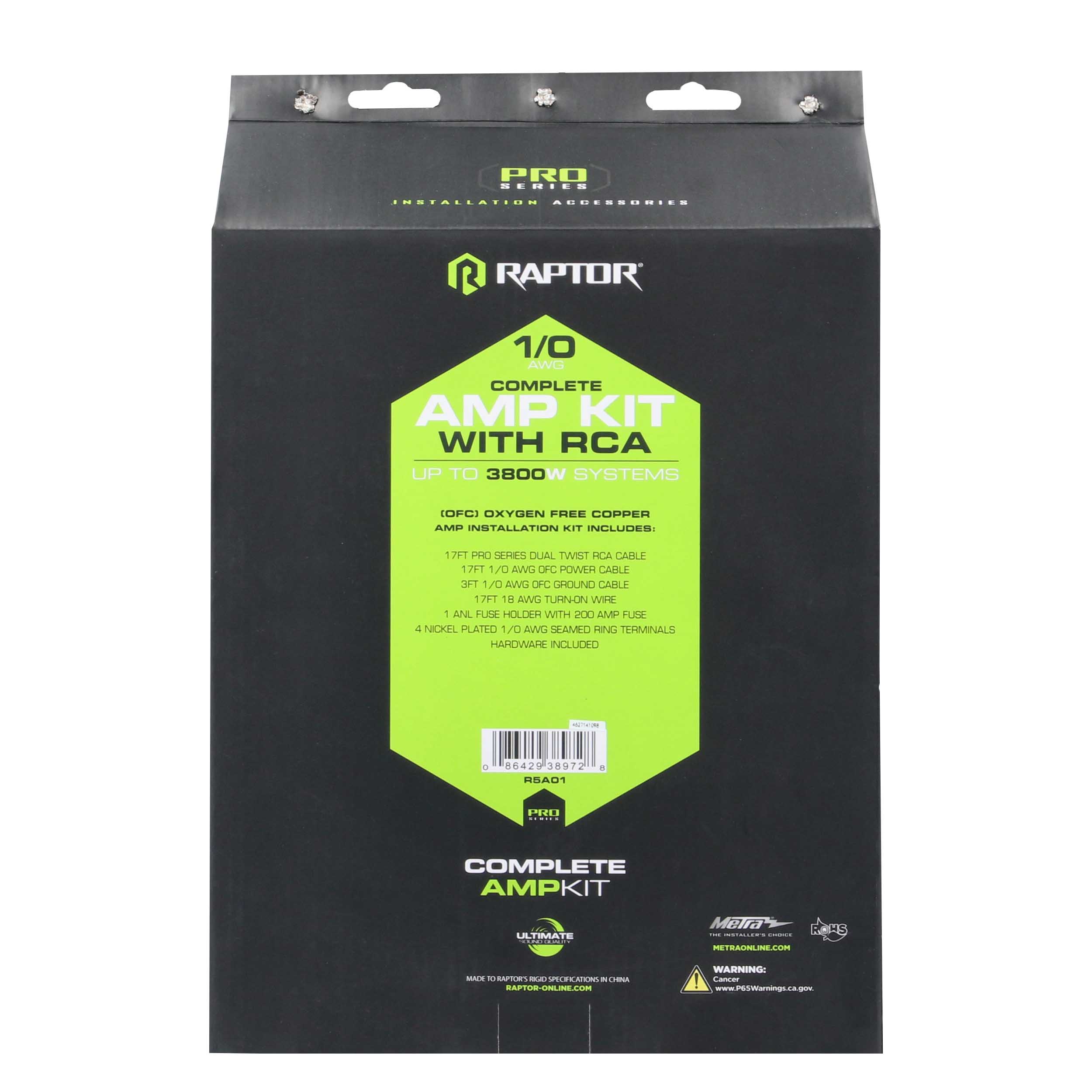 3800W 1/0 AWG Amp Kit with RCA Cable - Pro Series