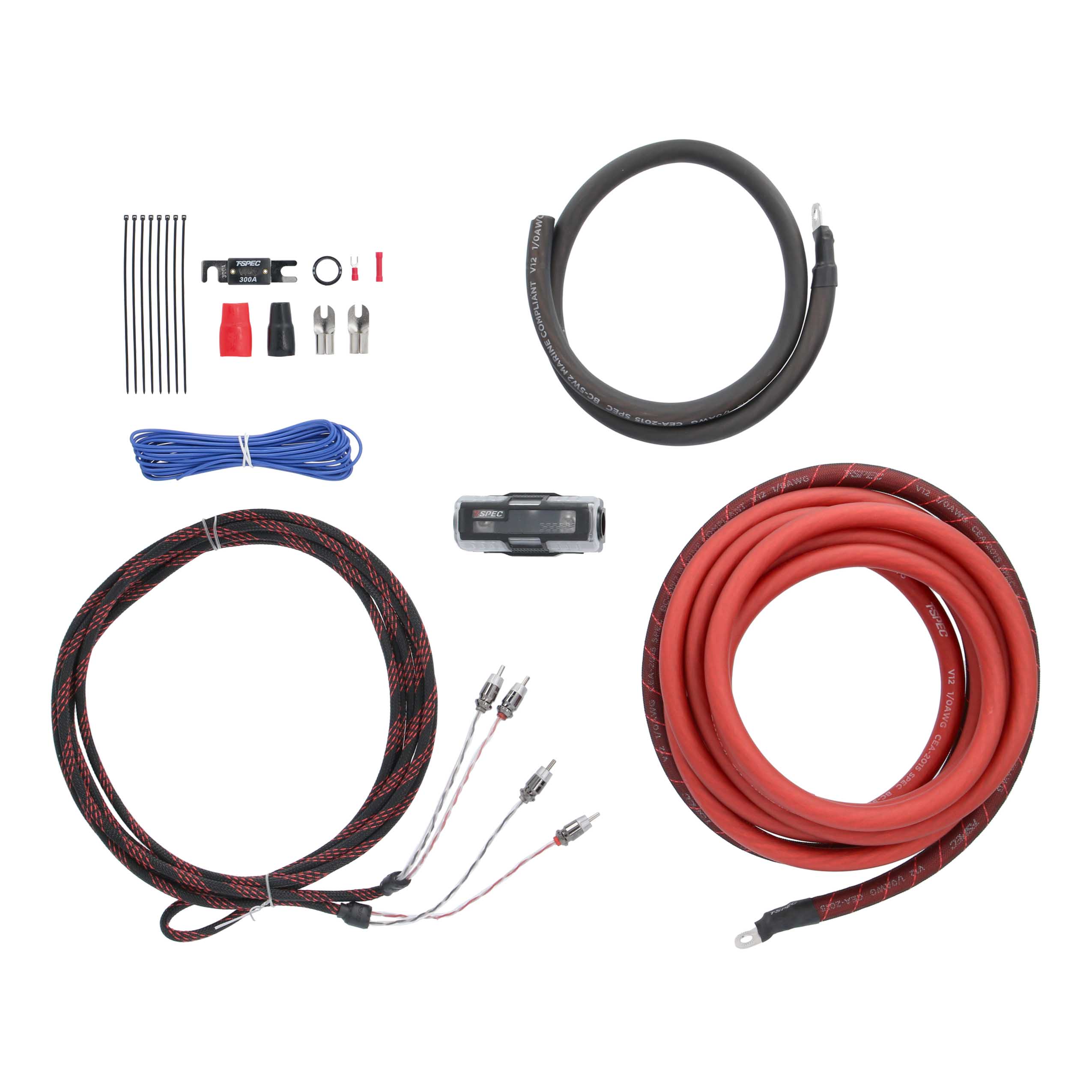 V12 1/0 AWG Amp Kit - 6000 W with RCA Cable