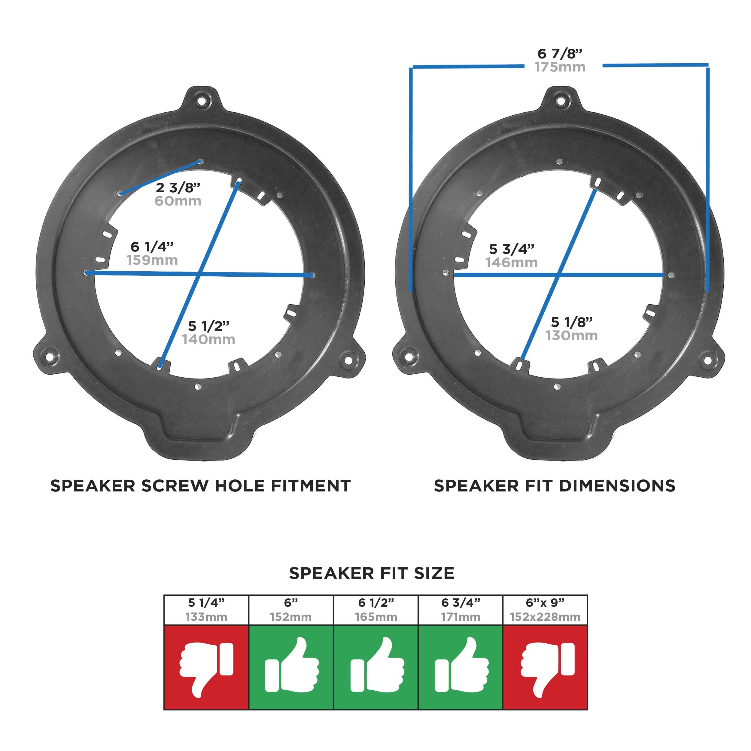 Transit 2015-UP Speaker Adapter - 6 to 6.75 inch Rear