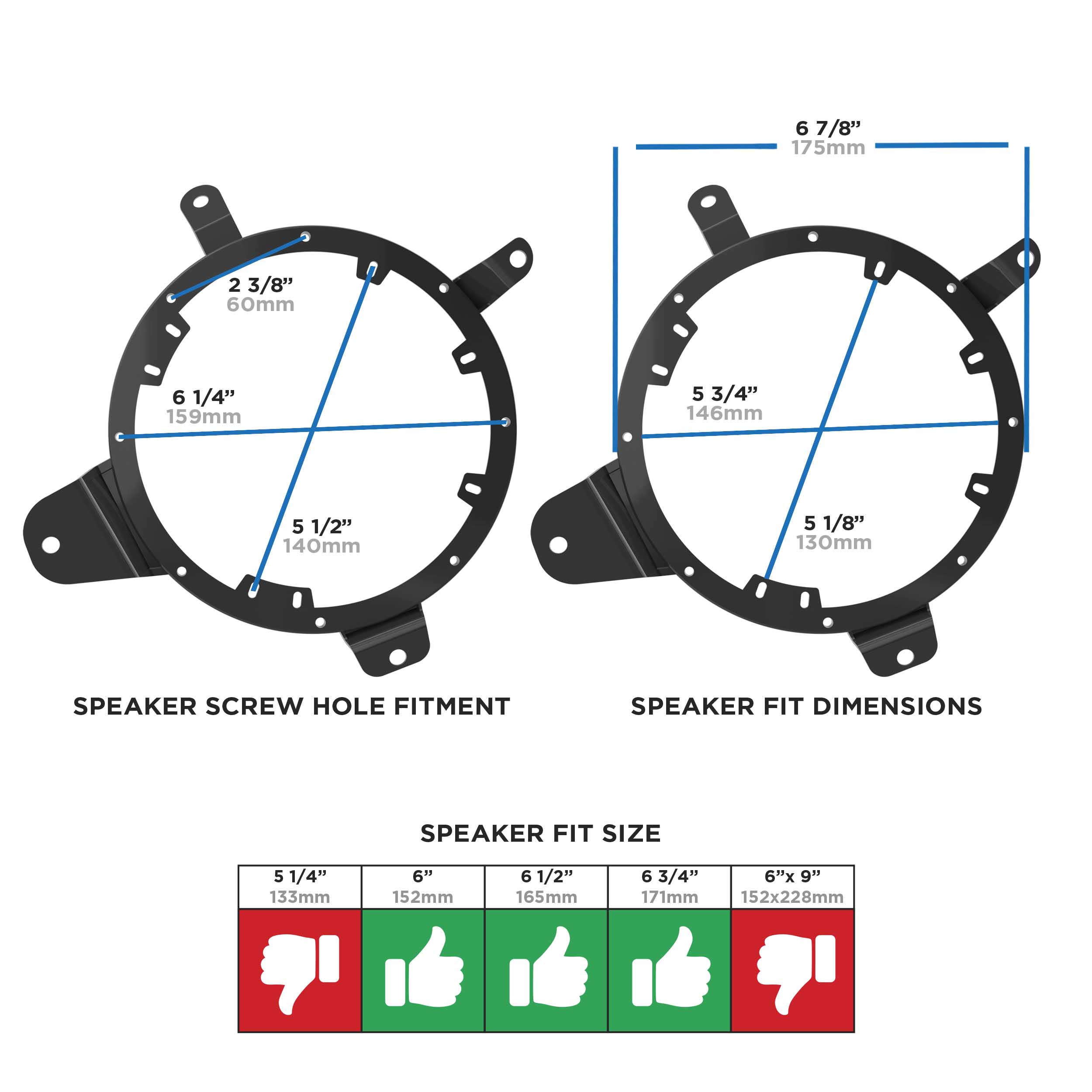 Fiat 500 2016-Up - 6" to 6.75" (Rear)