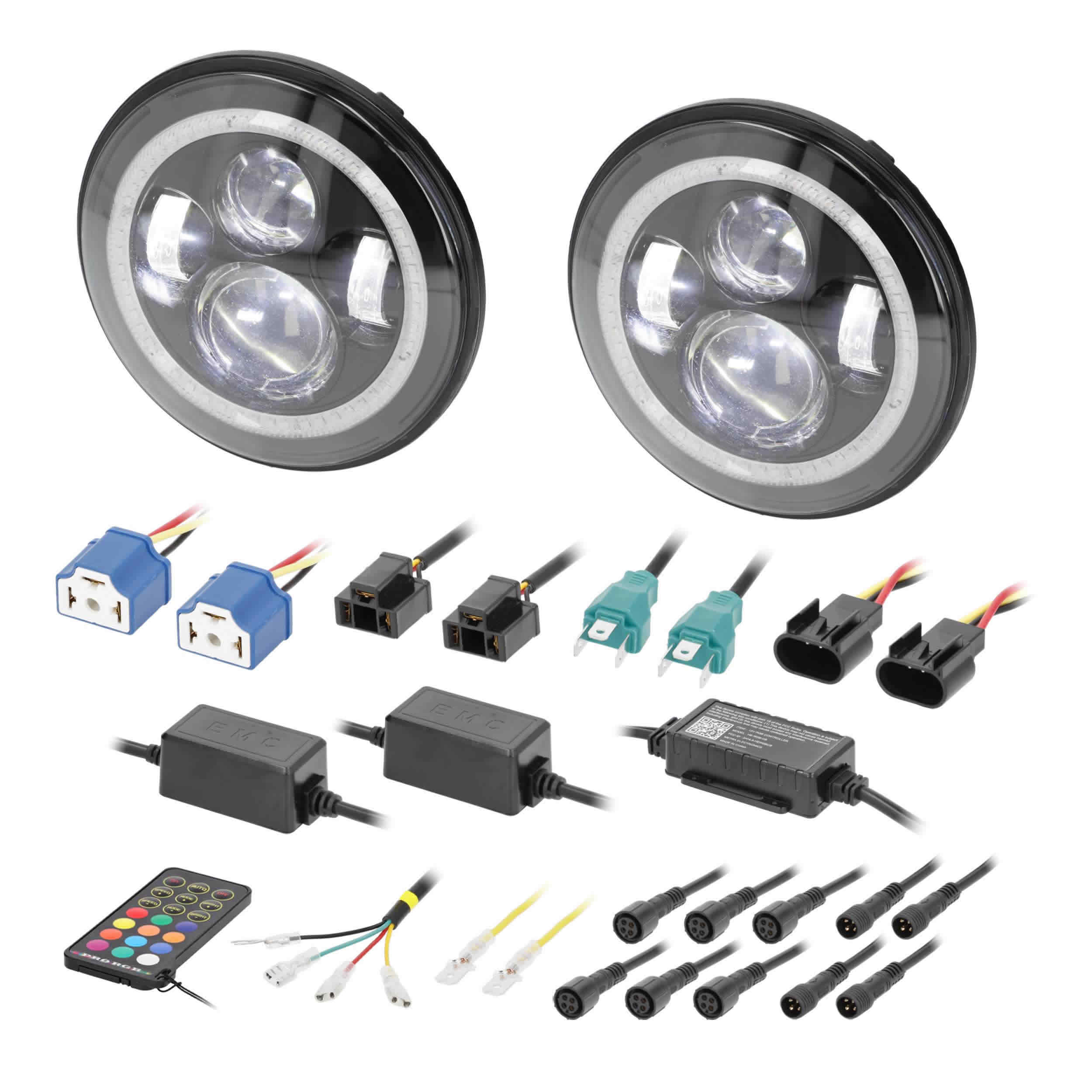 7” LED Headlights with RGB Halo - Fits Select Jeep Wrangler