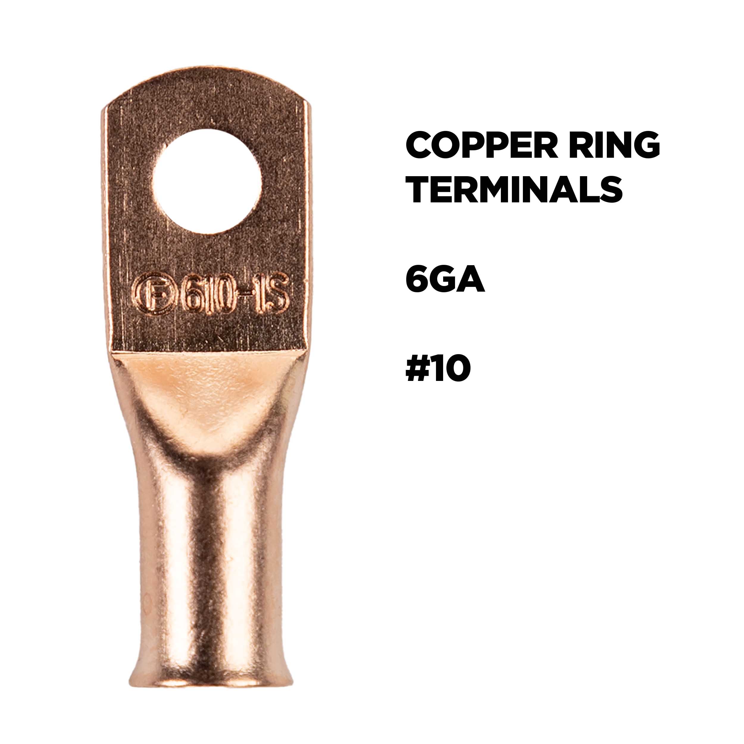 Copper Uninsulated Ring Terminal 6 Gauge #10
