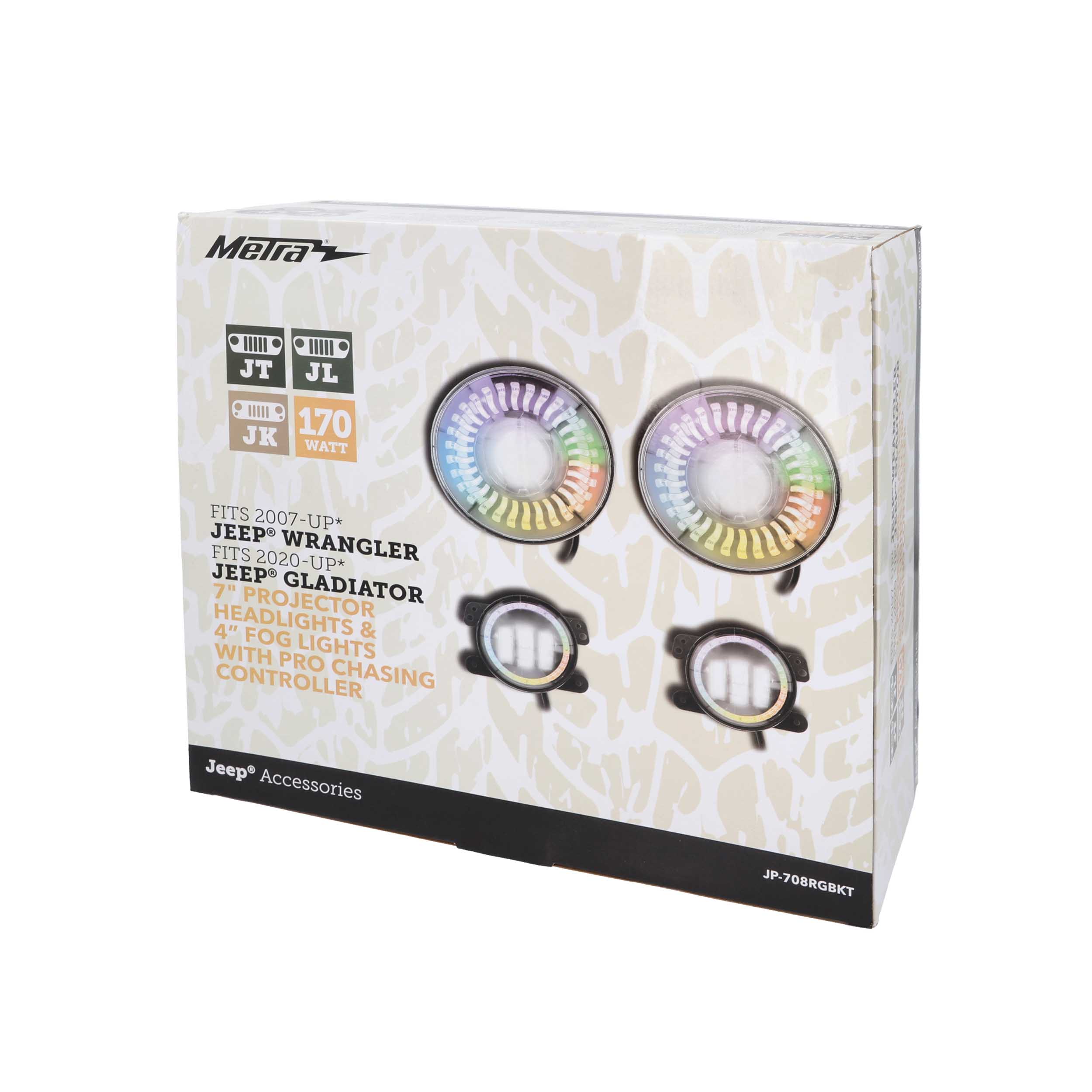 Chasing RGB 7" Projector lights & 4" Fog Lights w/Controller