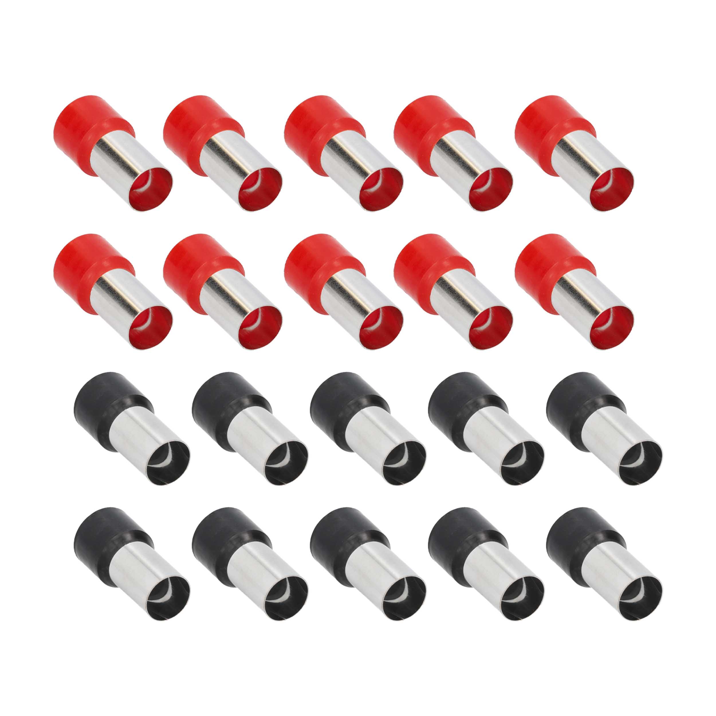 20-Piece Red and Black 0/1GA Ferrules - Refill Pack