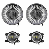 7" Chasing Projector LED Headlight & 4" Fog Light Kit with Controller