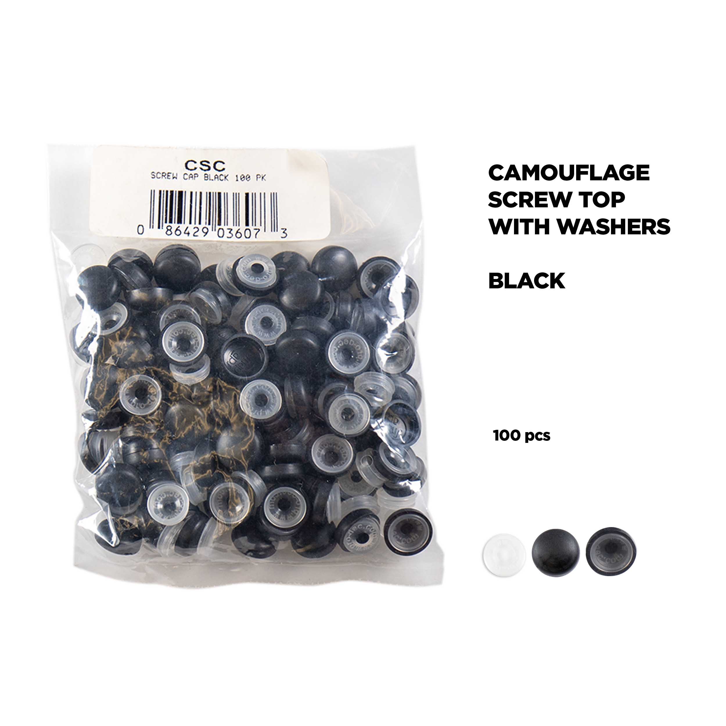 Camouflage Screw Top Black - Package of 100