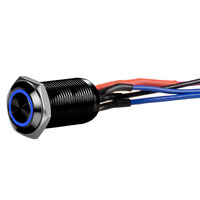 Black 12MM Round Illuminated Latching Switch Blue Qty 2