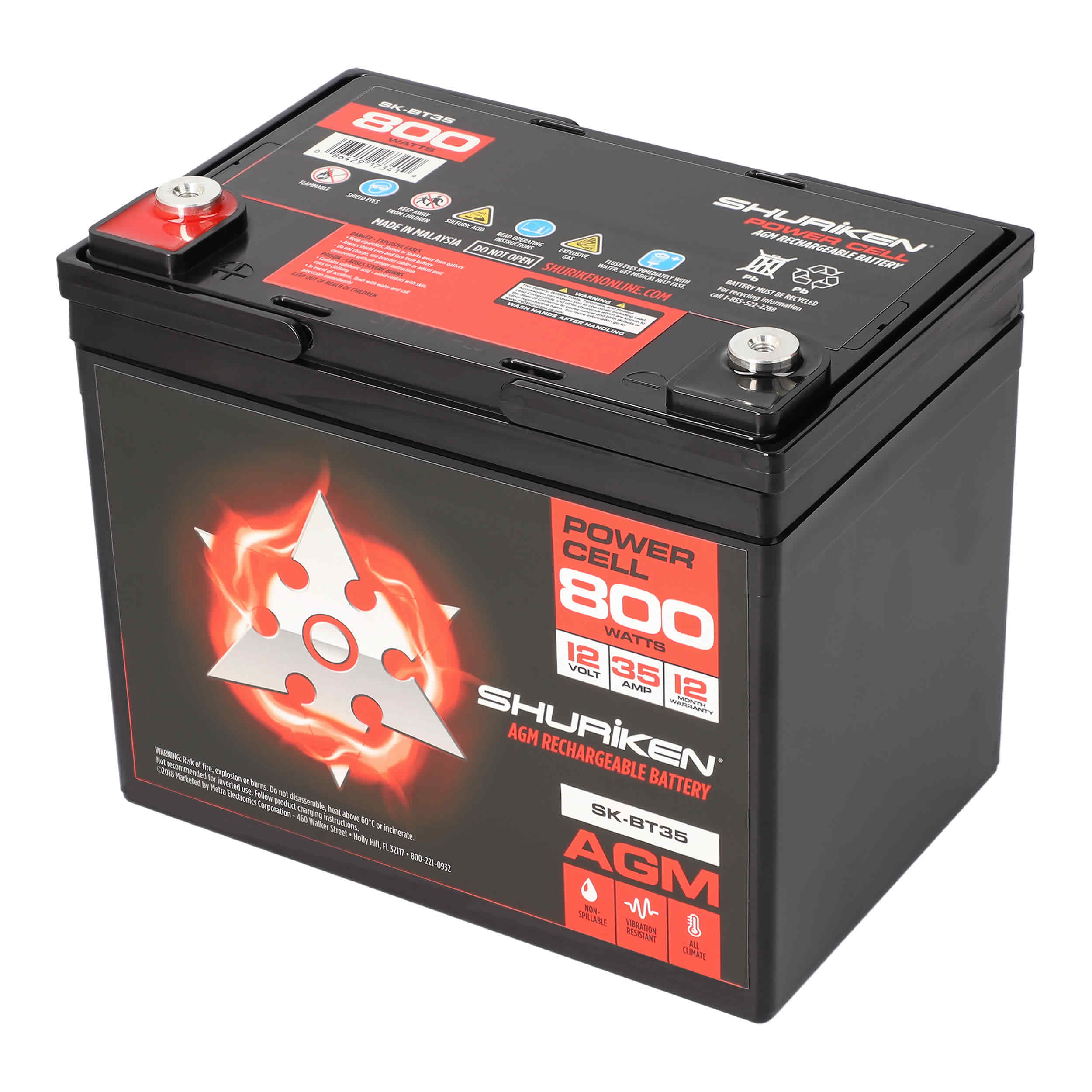 800W 35AMP Hours Compact Size AGM 12V Battery