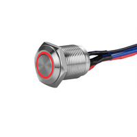 Silver 12MM Round Illuminated Momentary Switches - Red