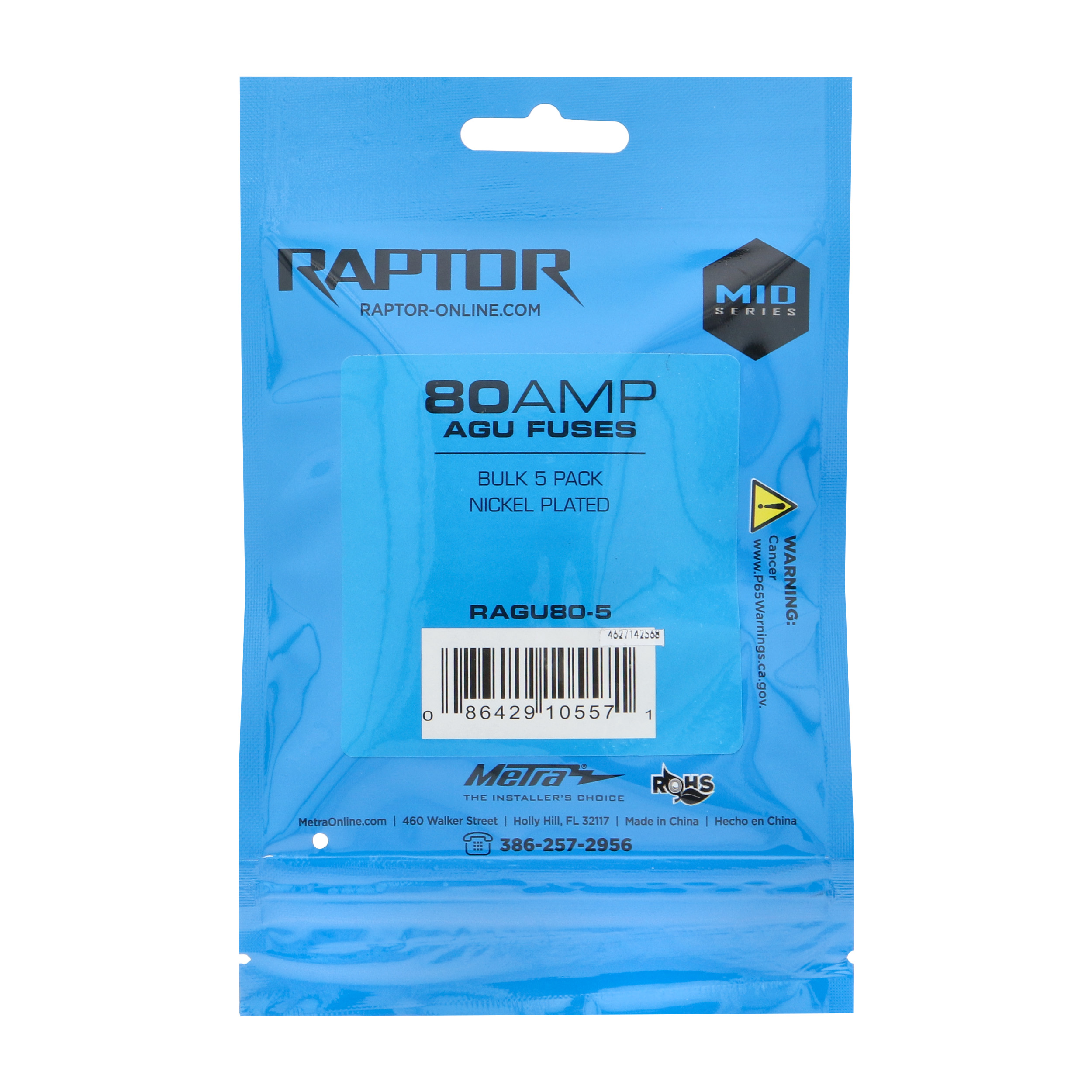 80 AMP AGU Fuses Nickel Plated - MID SERIES - 5 PK