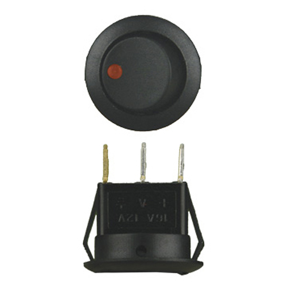 Round Rocker Switch With Red Led No Leads 20amp - Pack of 5