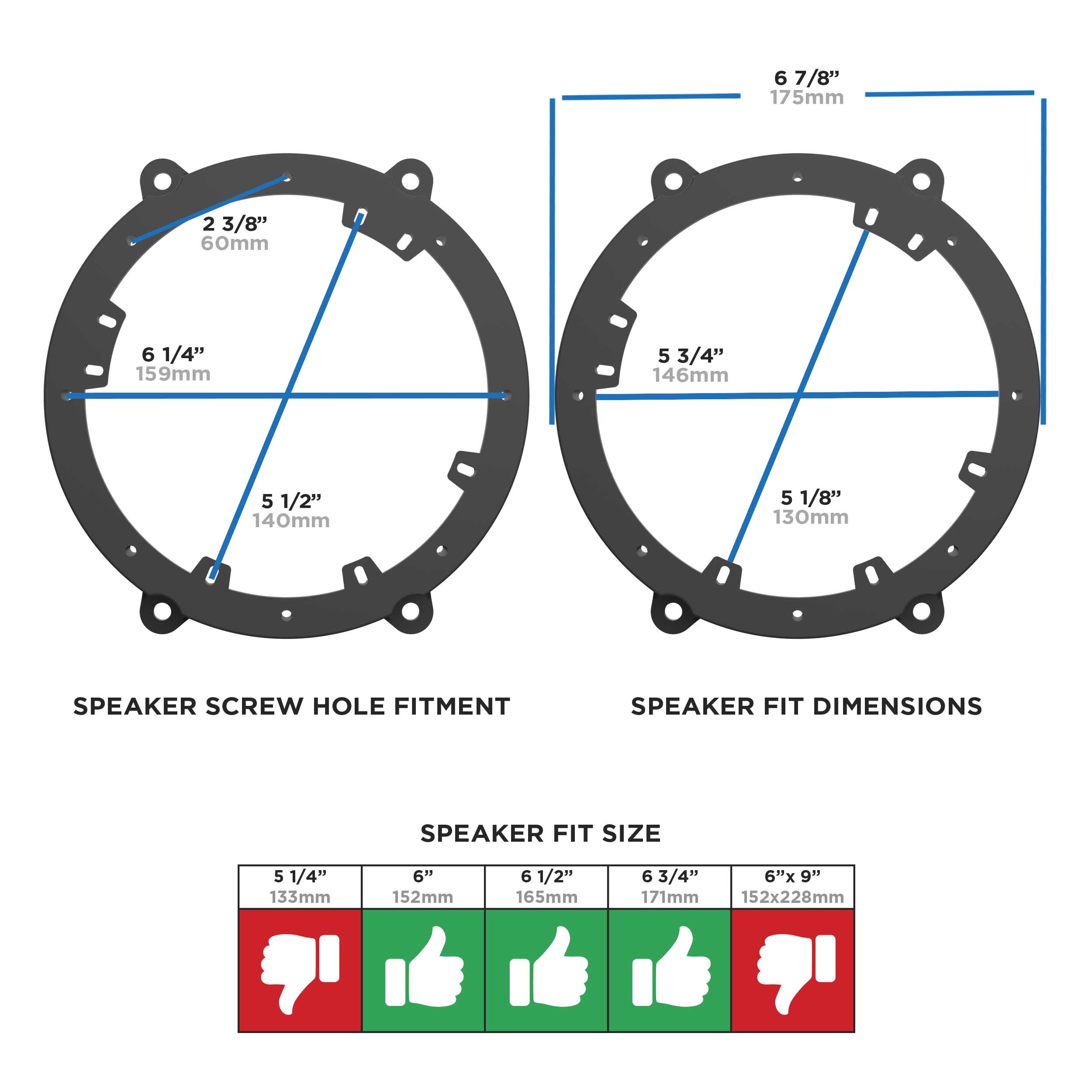 Speaker Adapter Plates Fits Select 2016-2022 Volvo