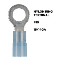 Blue Nylon Ring Terminal 16-14 Gauge #10 - Package of 100