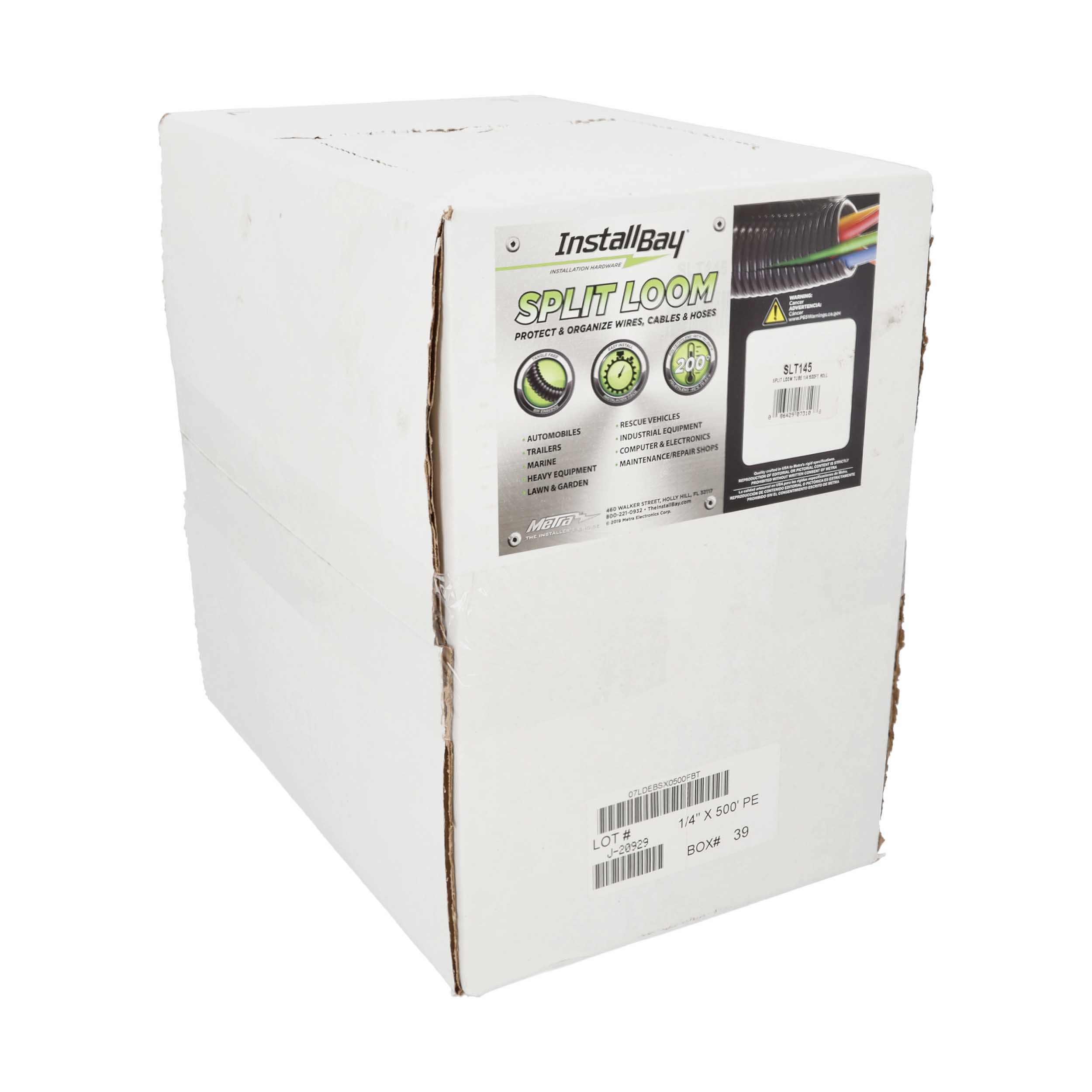 Split Loom Tubing 1/4 Inch Diameter 500 Ft Dispenser Box